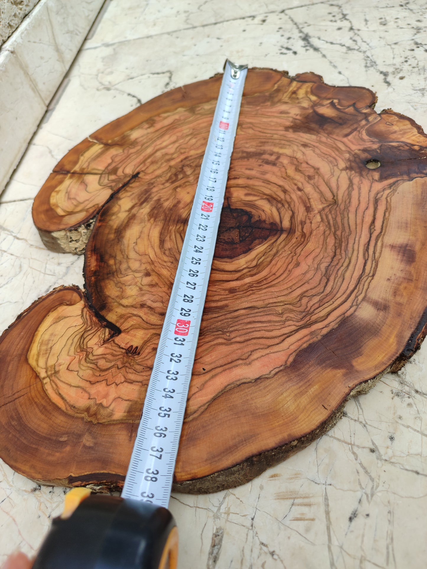 Rare Olive Wood Slab – Live Edge Slab, Unique Grain, Sustainable Luxury – 32x38x2.5 cm for Epoxy, Table & Craft