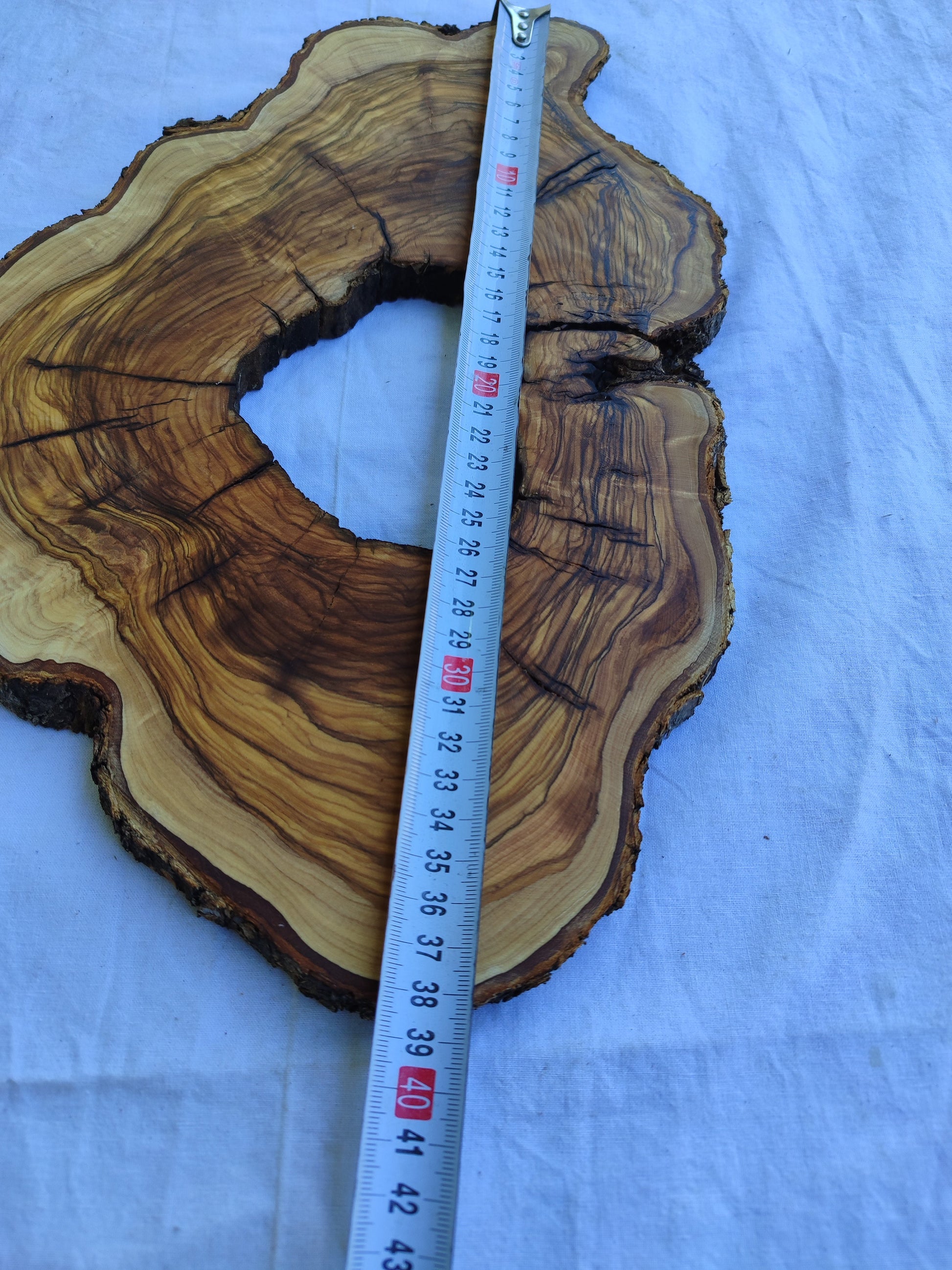 Rare Olive Wood Live Edge Slab 26x38cm | Ultra Dry 3% Moisture | Unique Grain for Epoxy Resin & Luthier Art