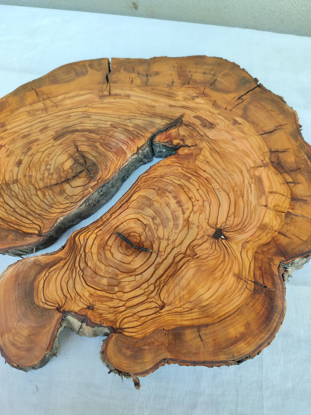 Olive Wood Slab Live Edge Raw 32x33cm Epoxy Resin Handmade