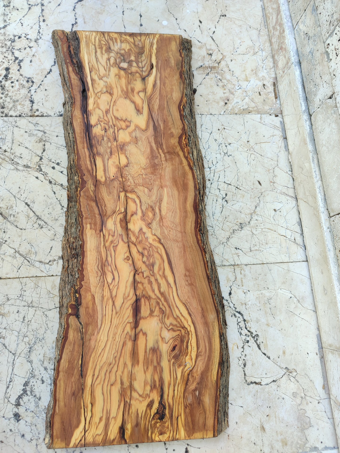 Rare Premium Olive Wood Live Edge Slab - Unique Grain - Sustainable Luxury