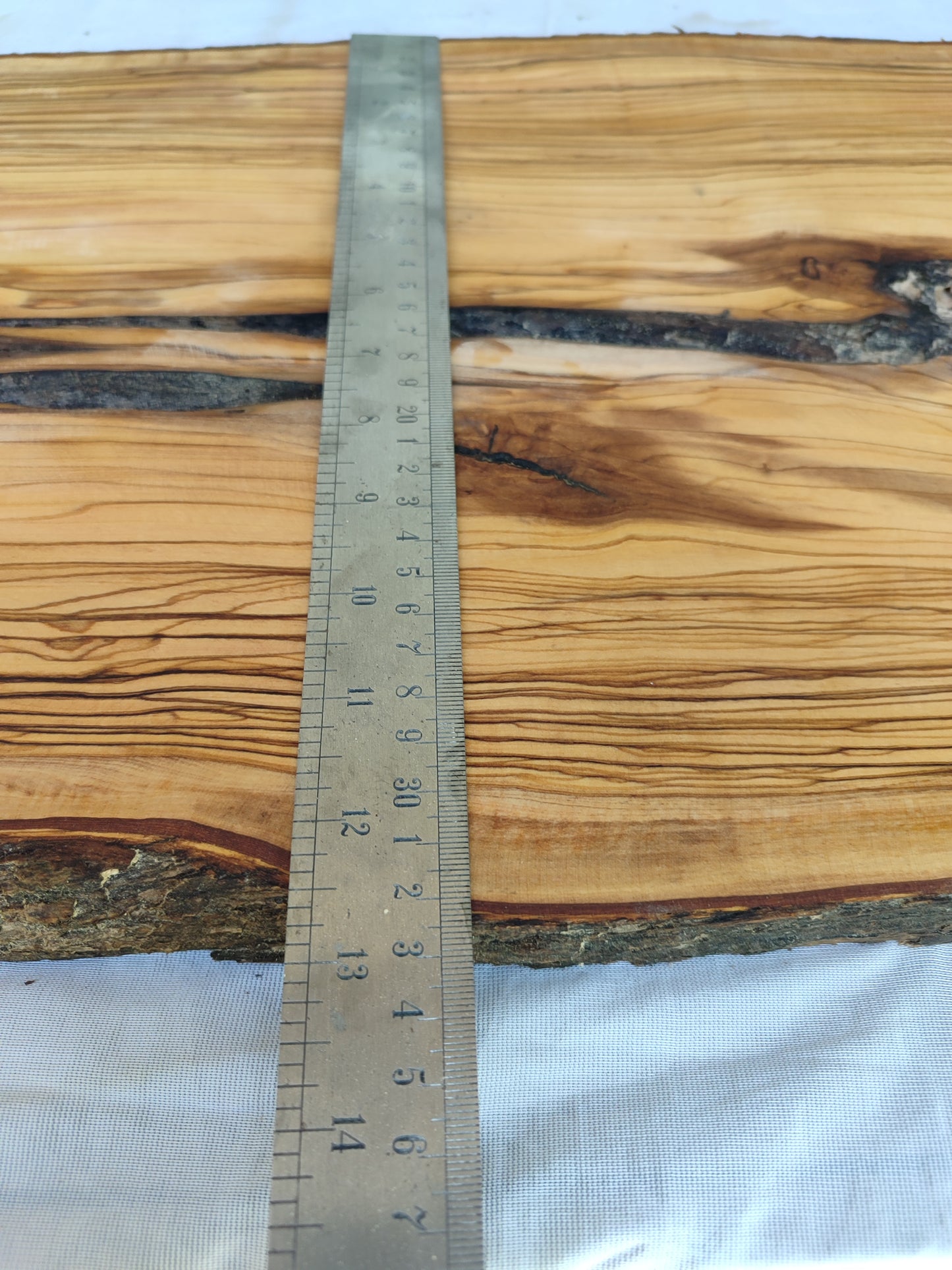 Rare Live Edge Olive Wood Slab – 33x80cm, Sustainable Luxury, Unique Grain, Natural Luster