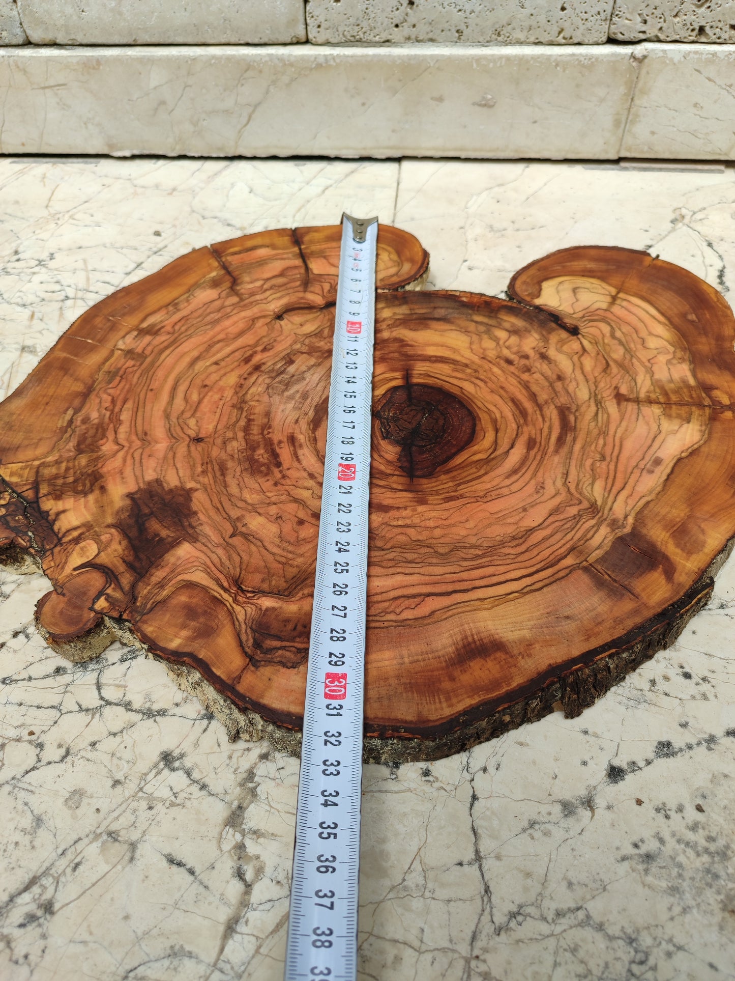 Rare Olive Wood Live Edge Slab – 31x40cm Premium Sustainable Luxury, Unique Grain, Natural Luster, Epoxy Friendly