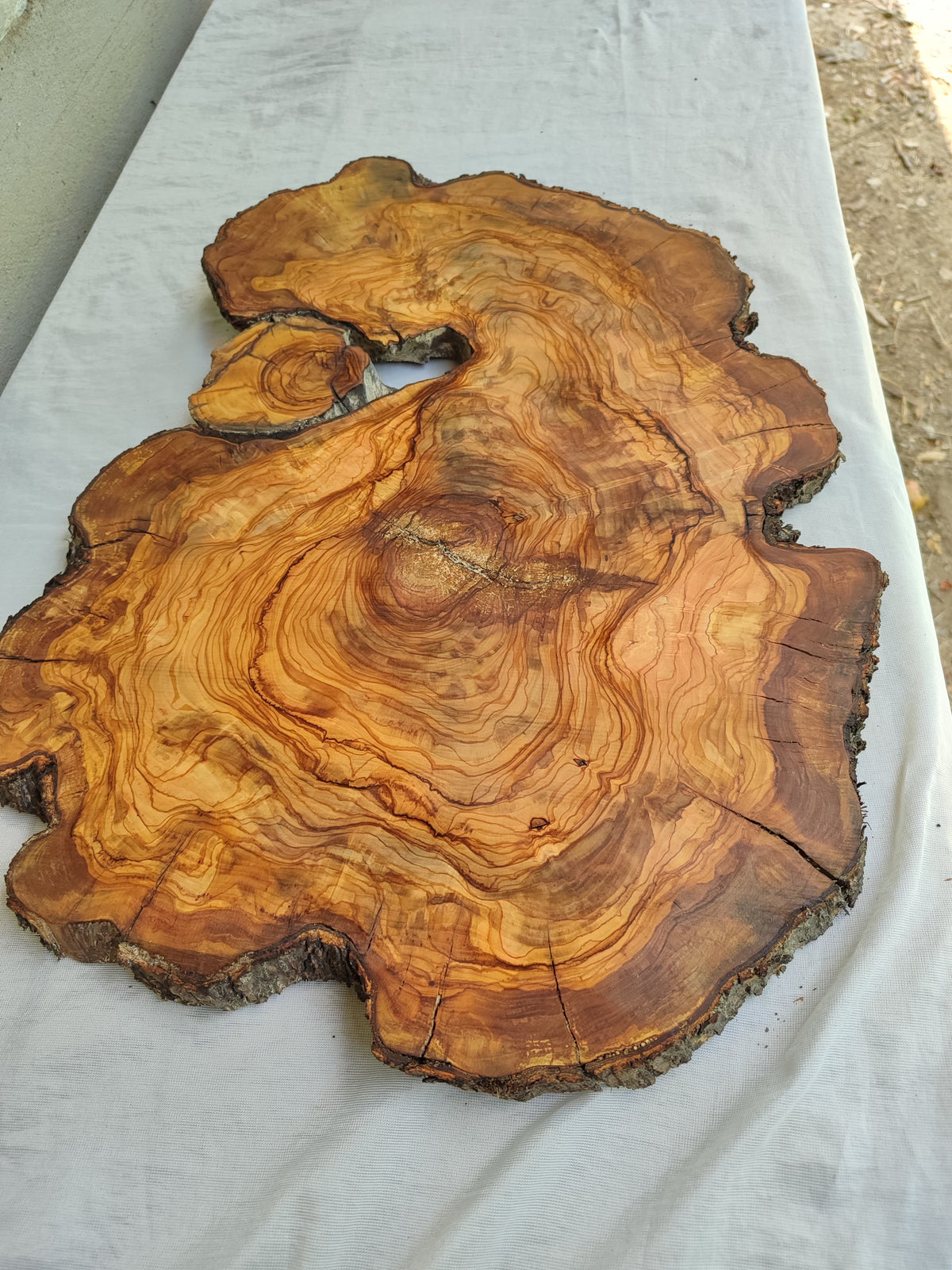 Epoxy Resin Olive Wood Slab Live Edge 37x50cm Coffee Table