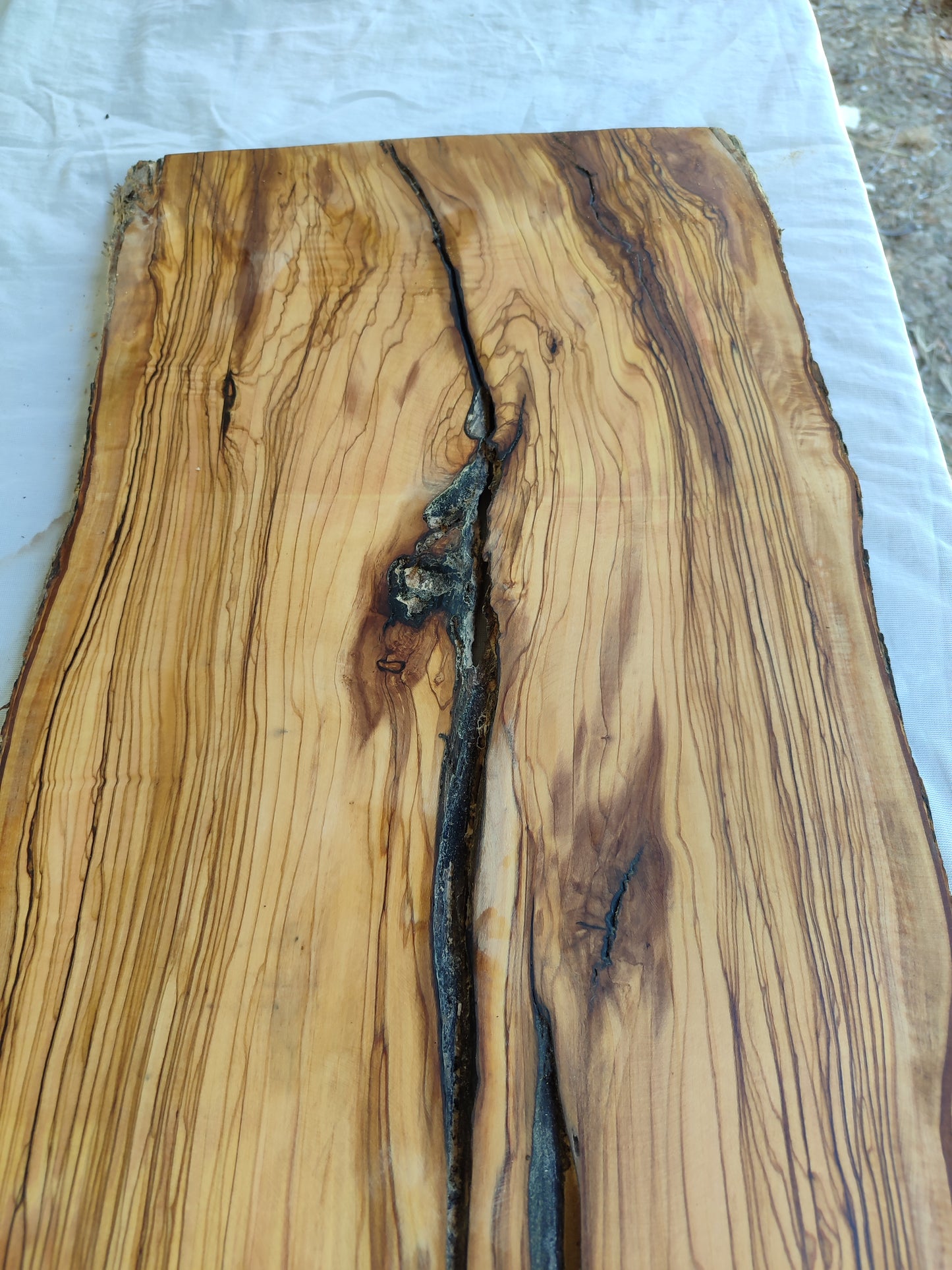 Rare Live Edge Olive Wood Slab – 33x80cm, Sustainable Luxury, Unique Grain, Natural Luster