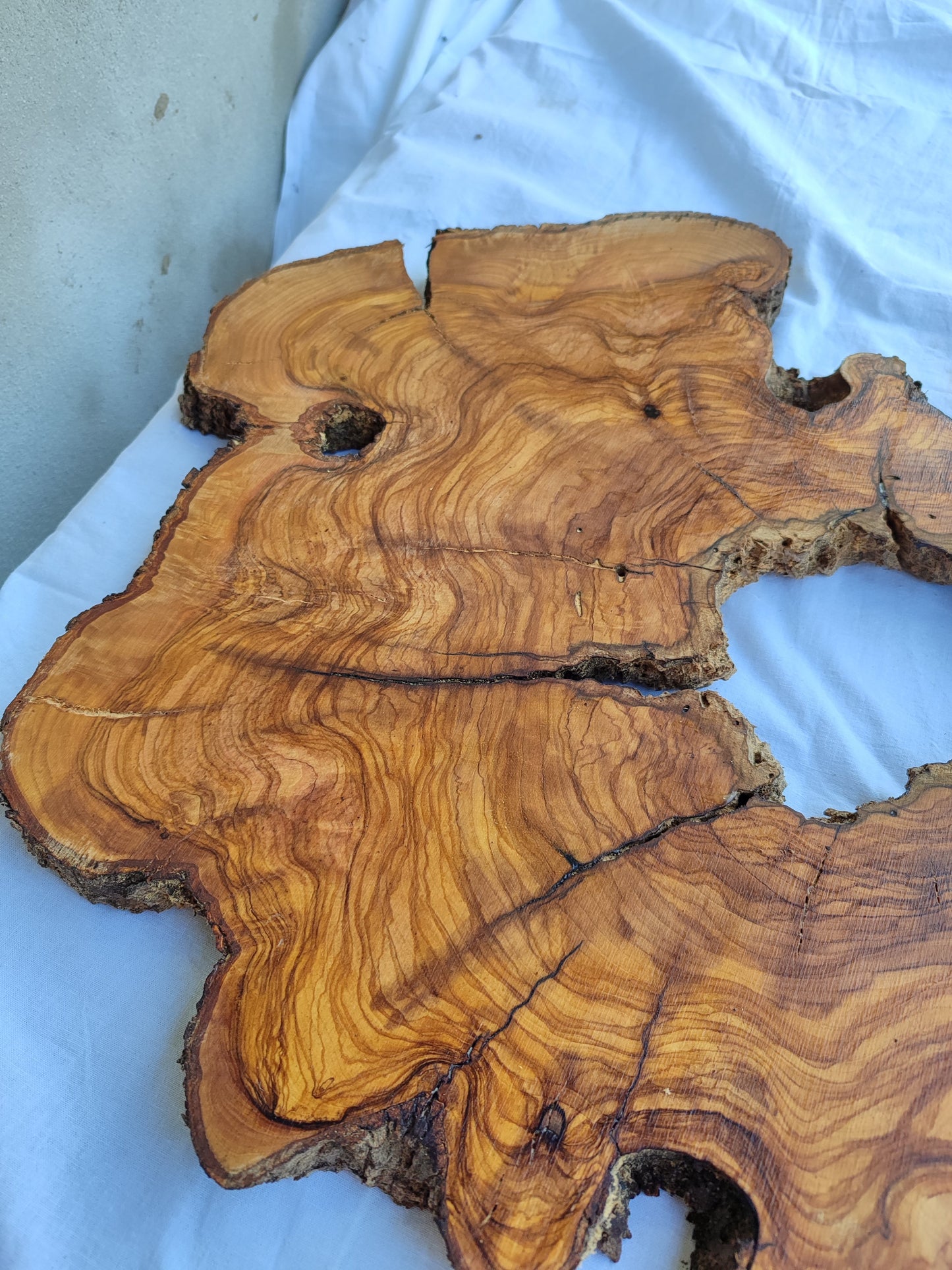Rare Ancient Olive Wood Slab 43x53cm Live Edge Lumber for Epoxy Resin.