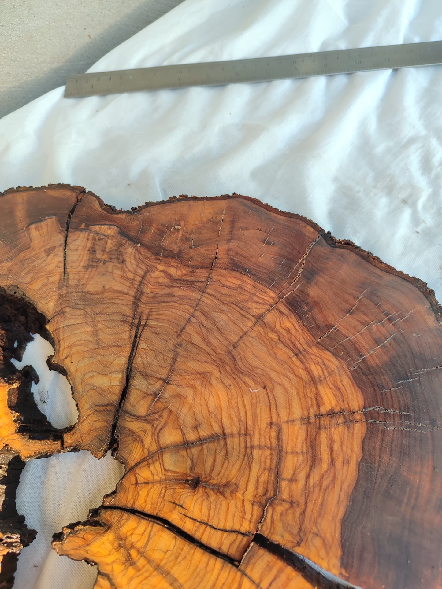 Rare Olive Wood Slab – Live Edge, Unique Grain, Sustainable Luxury for Epoxy & Artisan Crafts (37x37x2.5 cm)