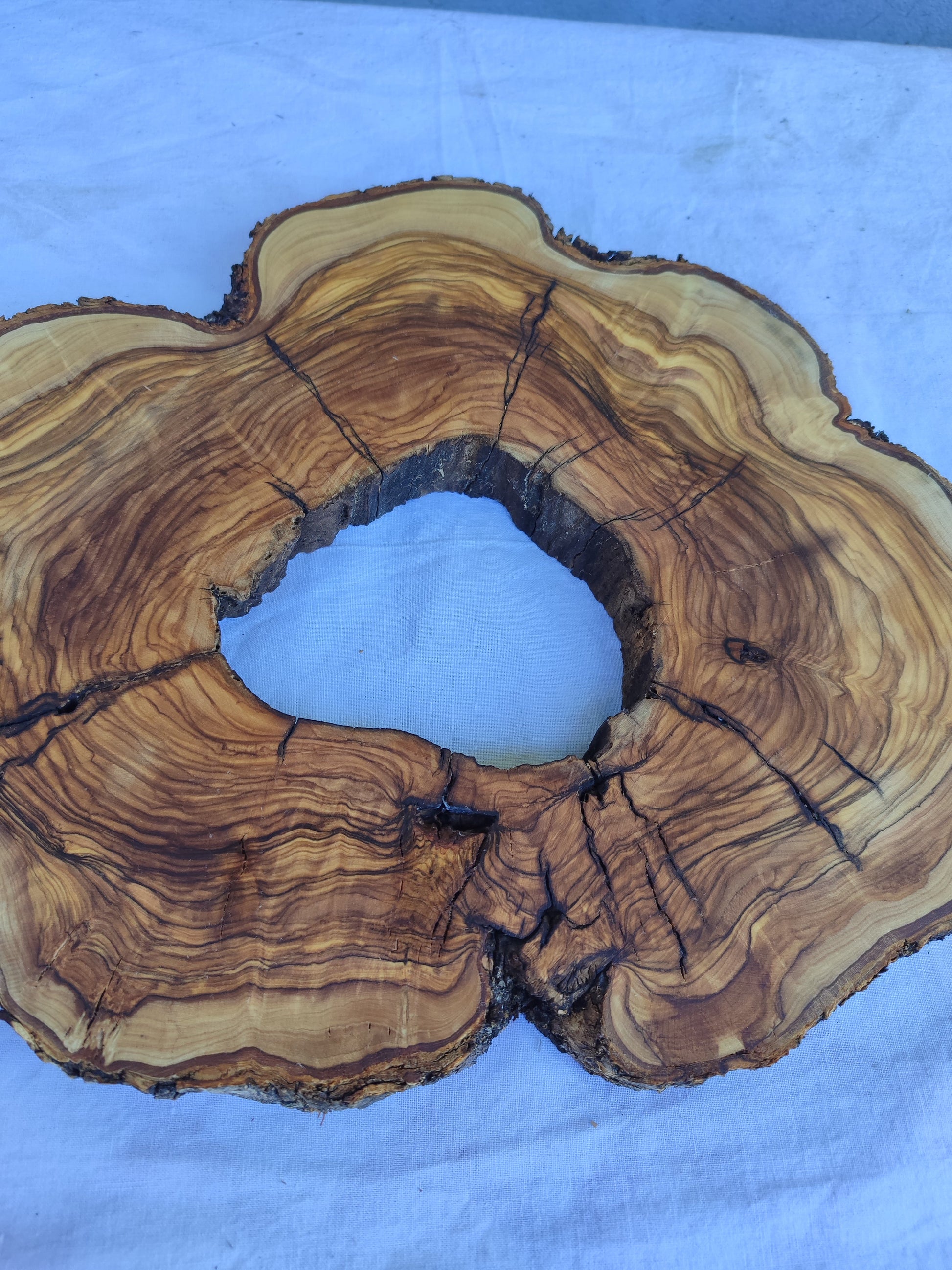 Rare Olive Wood Live Edge Slab 27x37cm | Super Dry 3% Moisture | Exotic Lumber for Epoxy Resin Luthier & Luxury Crafts