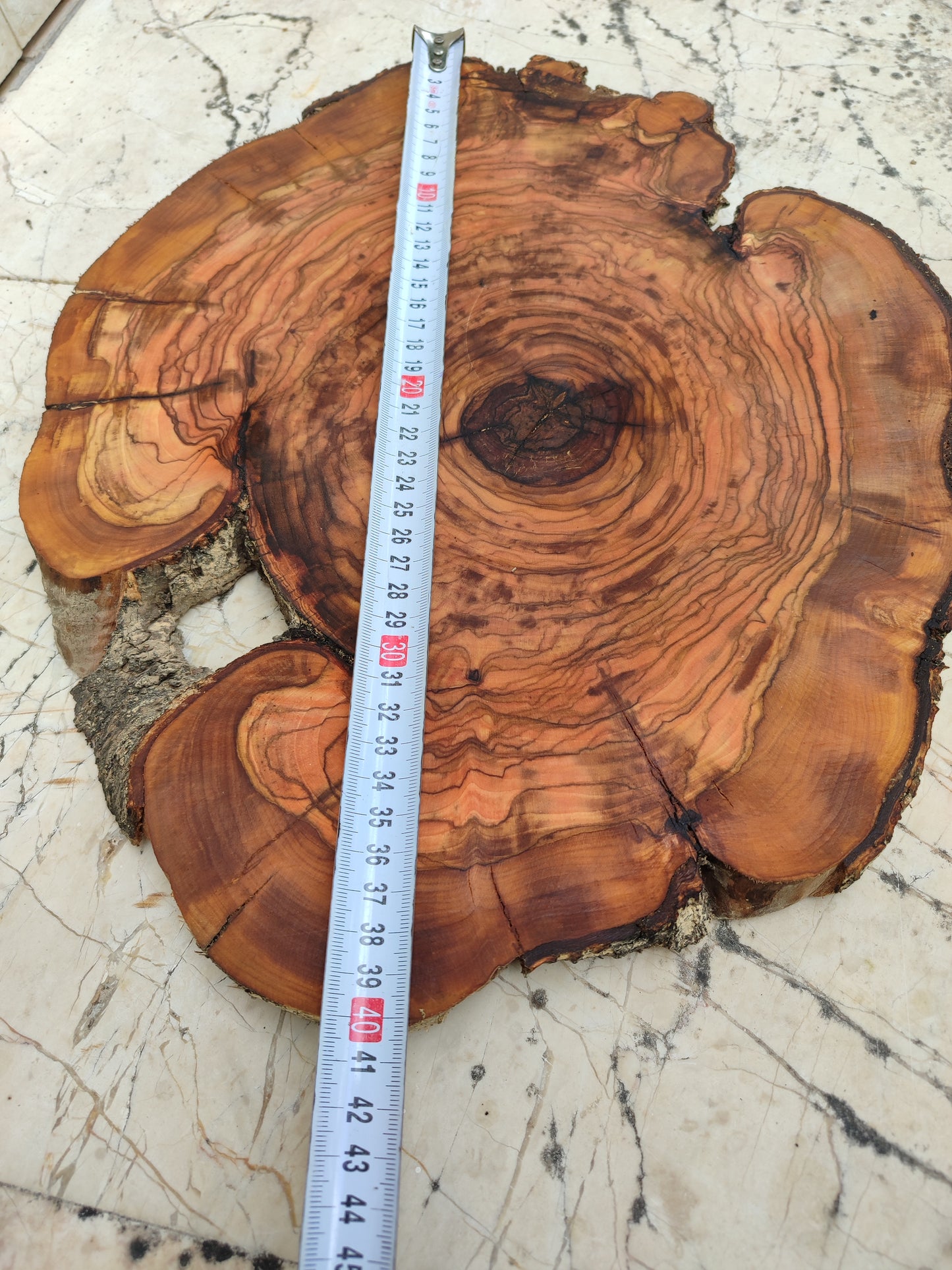 Rare Olive Wood Live Edge Slab – 32x40 cm Premium Sustainable Luxury, Unique Grain & Natural Luster