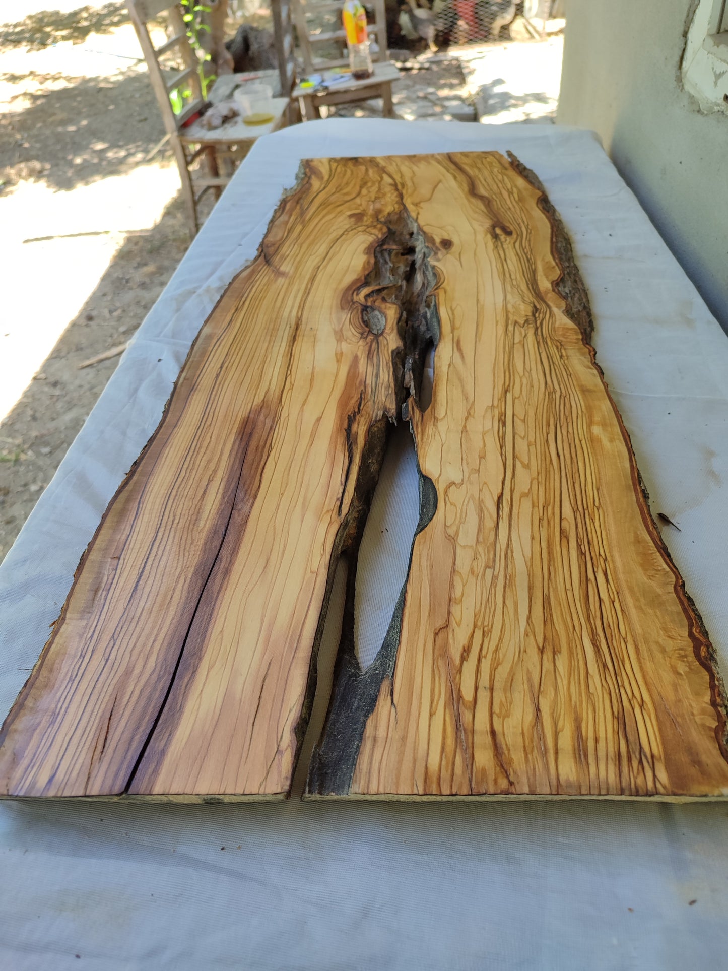 Rare Olive Wood Slab – Live Edge, Unique Grain, Sustainable Luxury, 30x80x2.7 cm, Epoxy Friendly, Natural Luster