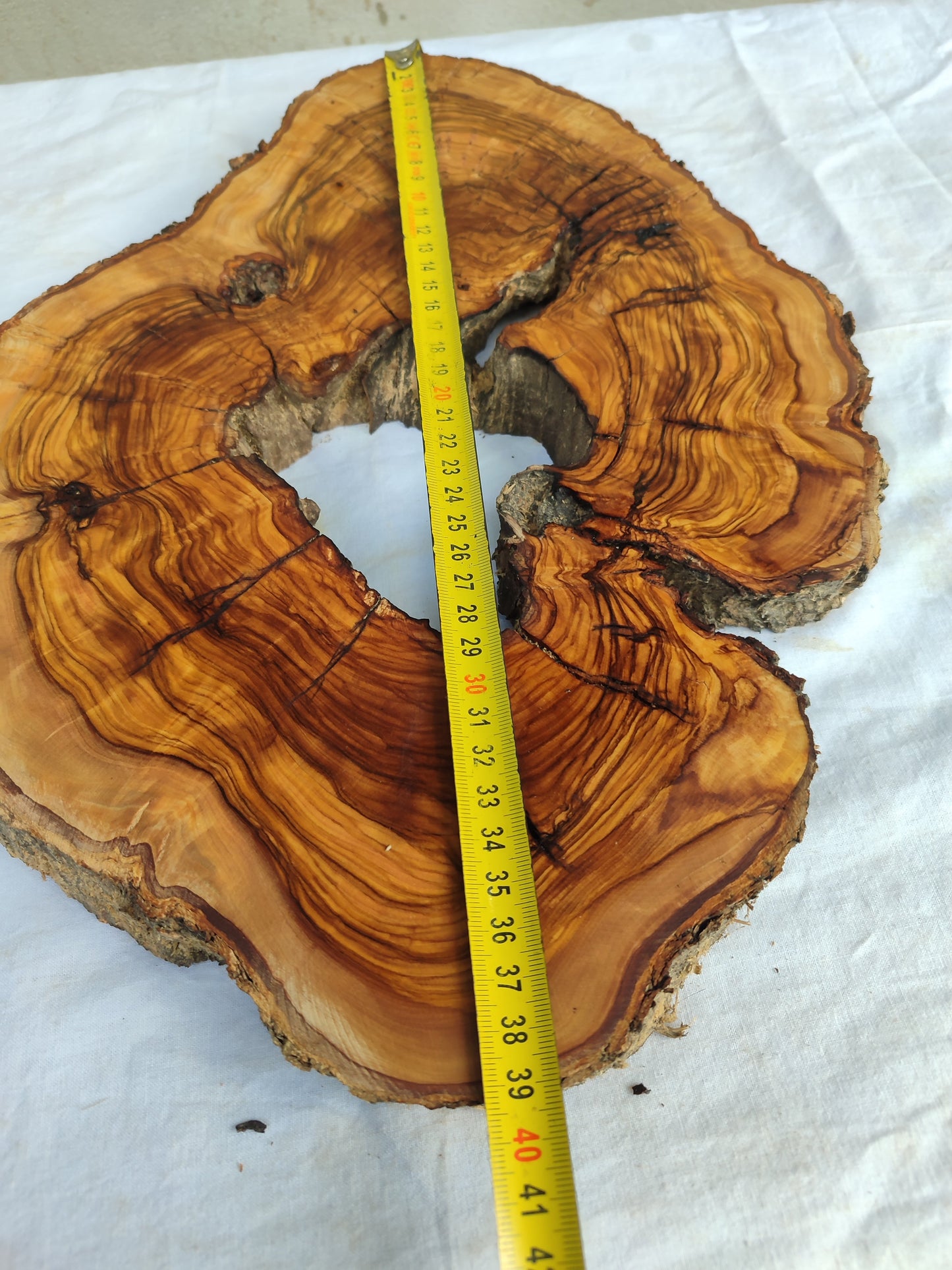Rare Olive Wood Live Edge Slab – Premium Sustainable Luxury Unique Grain 29x39x3 cm - Olive Generic