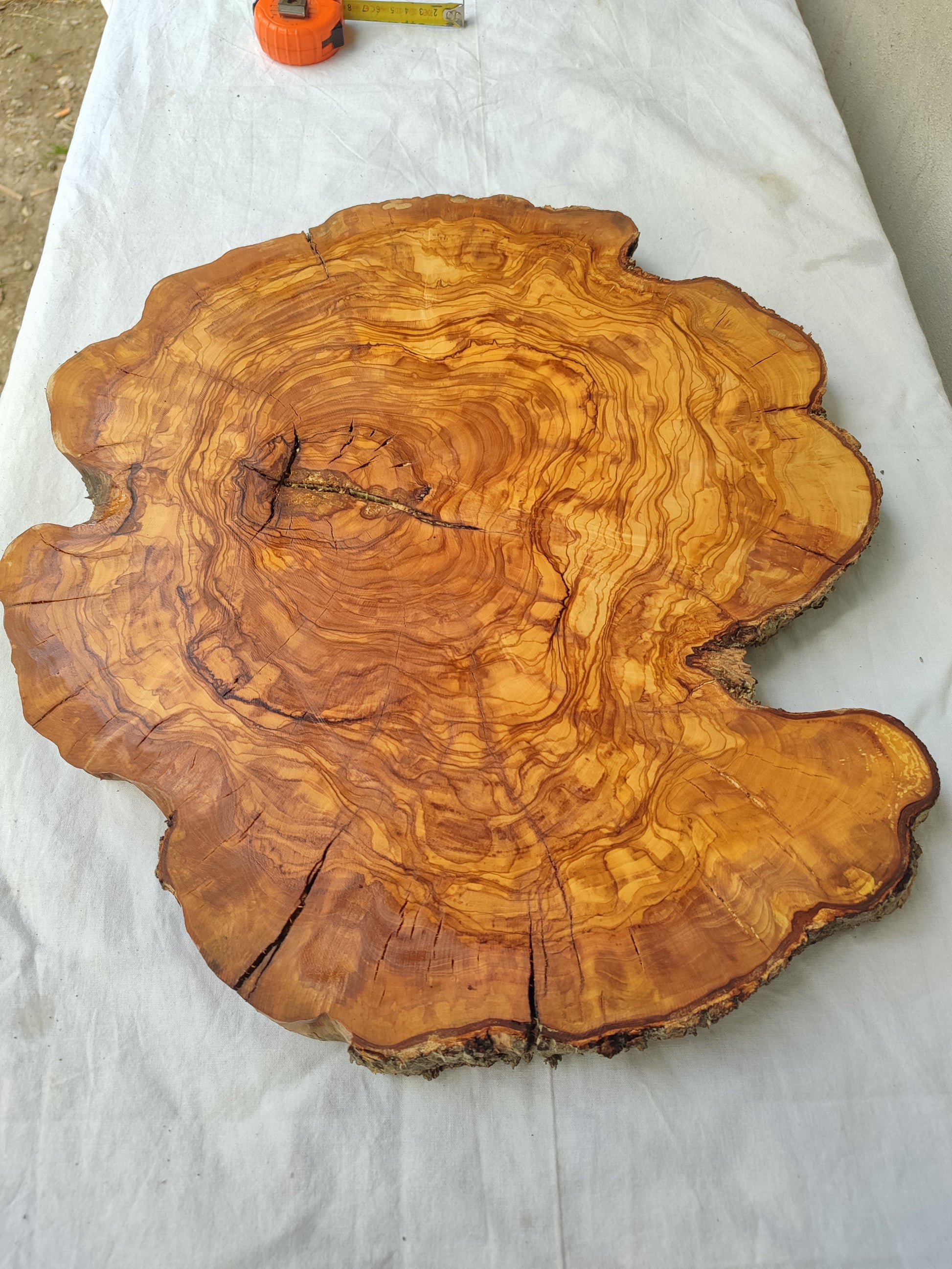Rare Olive Wood Live Edge Slab – 39x44x3 cm Unique Grain Sustainable Luxury for Epoxy & Luxury Crafts - Olive Generic