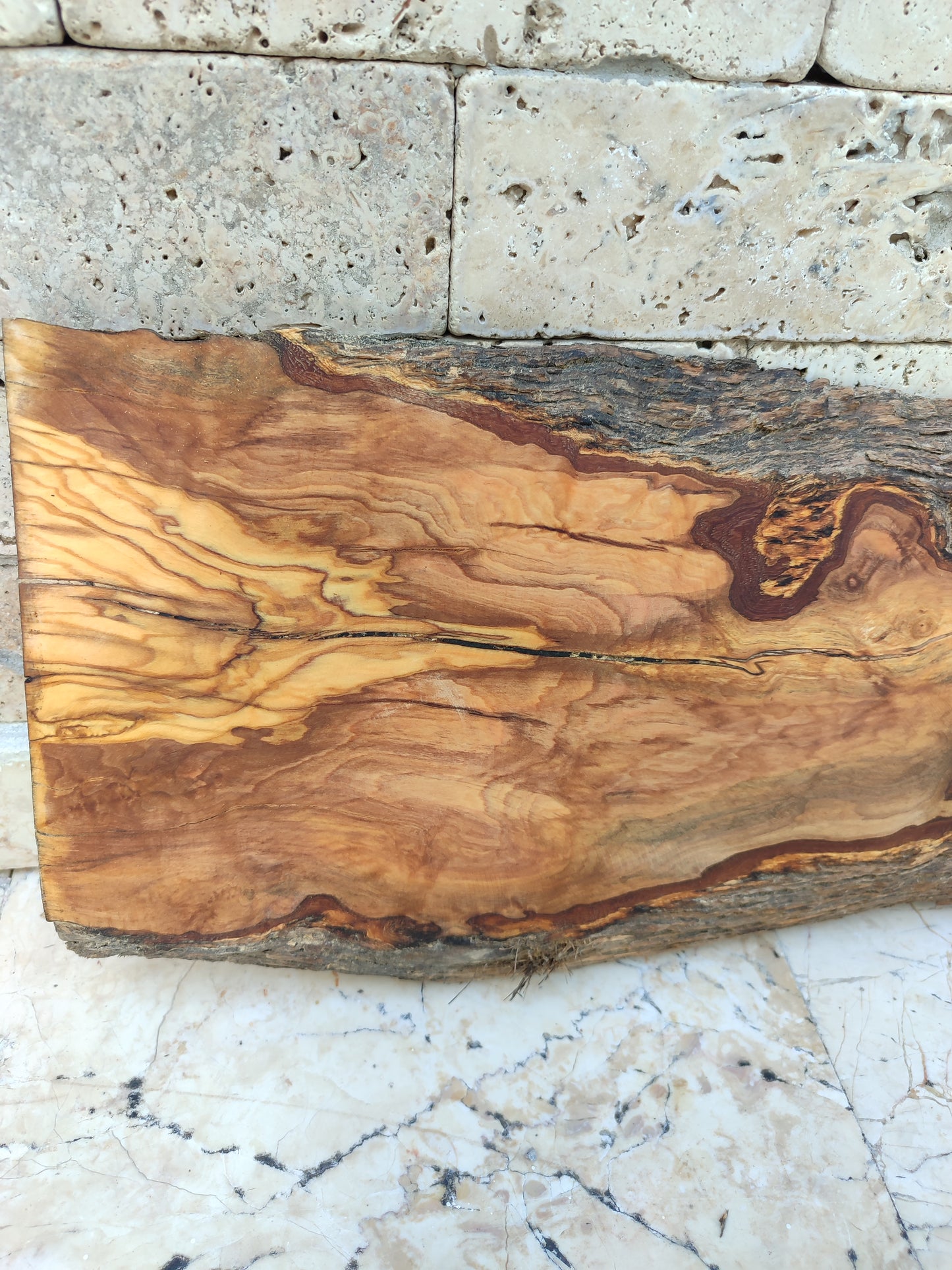 Rare Olive Wood Live Edge Slab – 23x77x2.7cm Ultra‑Dry, Natural Luster, Unique Grain, Sustainable Luxury for Epoxy & High‑End Crafts
