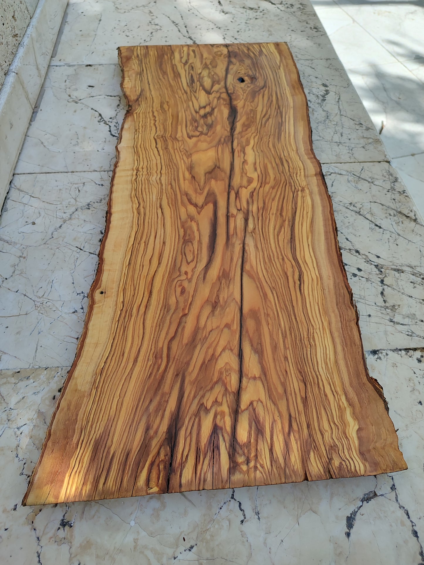 Rare Olive Wood Live Edge Slab – 33x78cm Premium Sustainable Luxury for Epoxy, Table & Craft