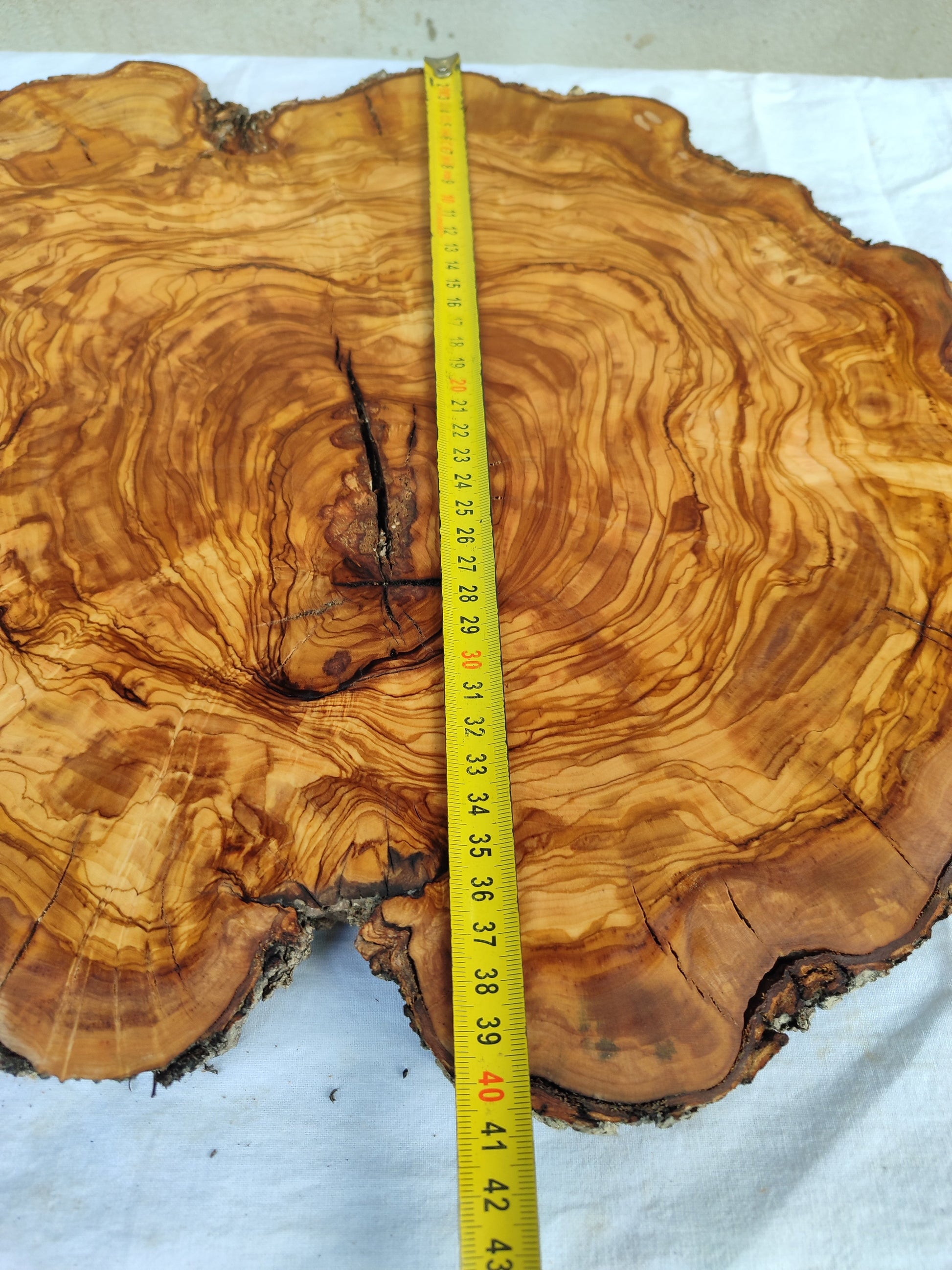 Rare Olive Wood Live Edge Slab – 40x44x3 cm Unique Grain Sustainable Luxury for Epoxy Table Clock & Crafts - Olive