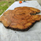Rare Olive Wood Slab – Live Edge Unique Grain Sustainable Luxury – 40x42x2.5cm Premium Natural Luster - Olive Generic