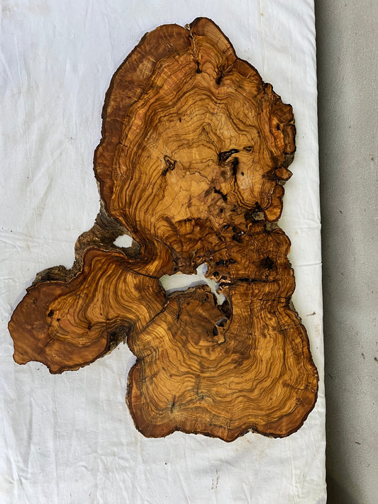 Rare Olive Wood Slab 42x65cm | Live Edge for Epoxy Resin & Wall Art | Unique Grain Sustainable Luxury | Super Dry DIY Craft Wood.