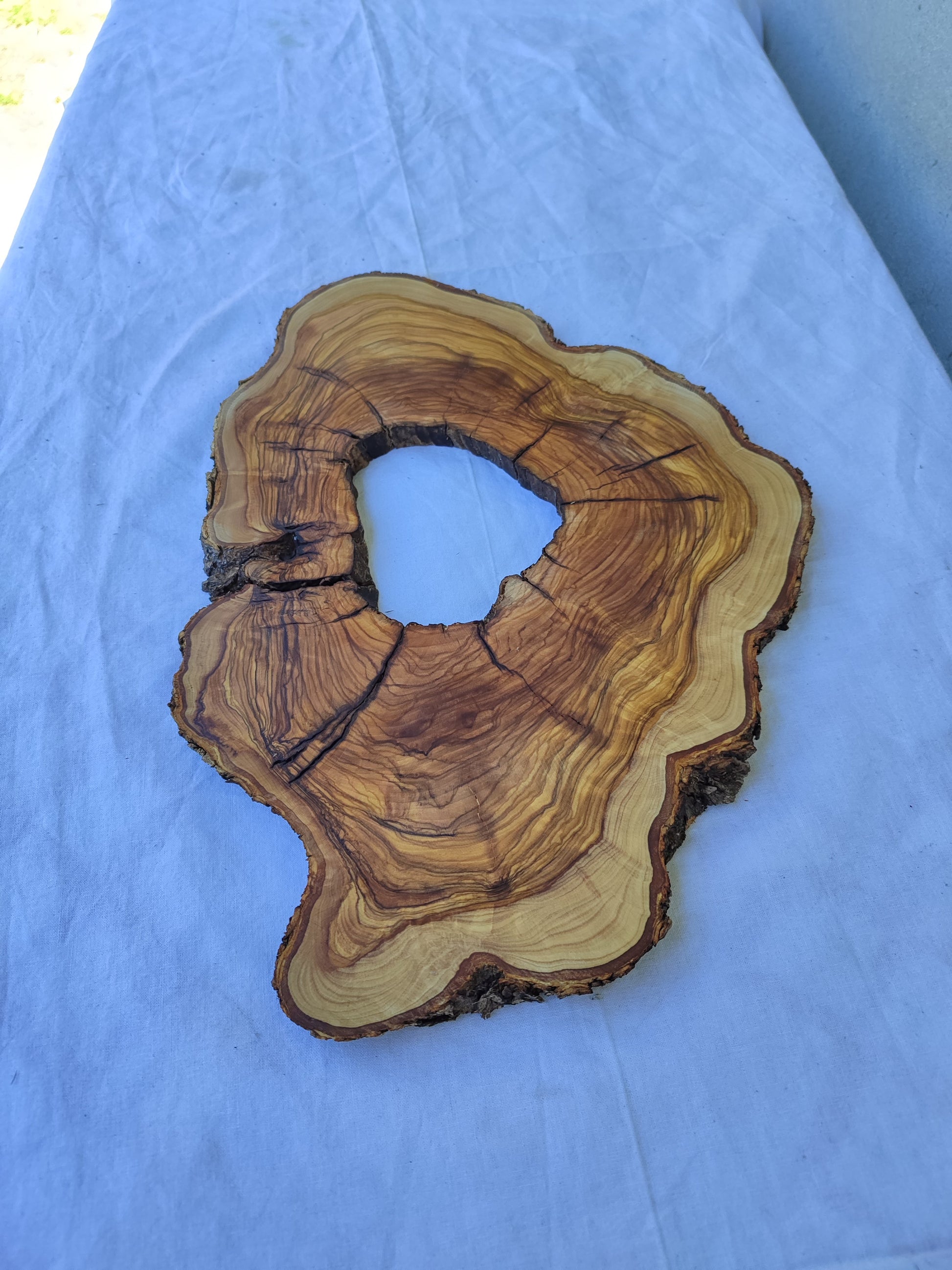 Rare Olive Wood Live Edge Slab 26x38cm | Ultra Dry 3% Moisture | Unique Grain for Epoxy Resin & Luthier Art