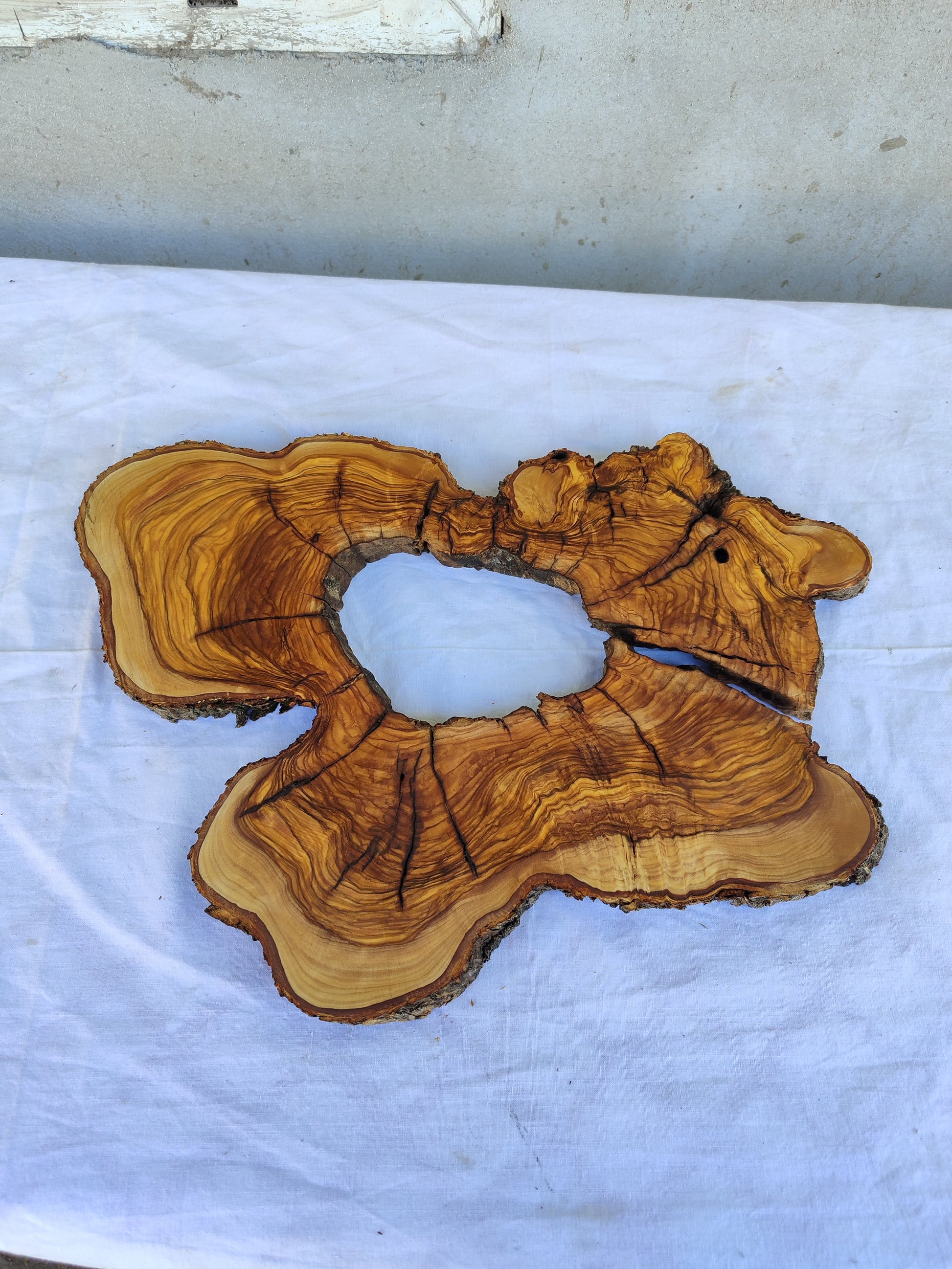 Rare Olive Wood Slab 28x39cm - Ultra Dry Live Edge Burl for Epoxy Resin & Luxury Crafts | Unique Grain Luthier Material