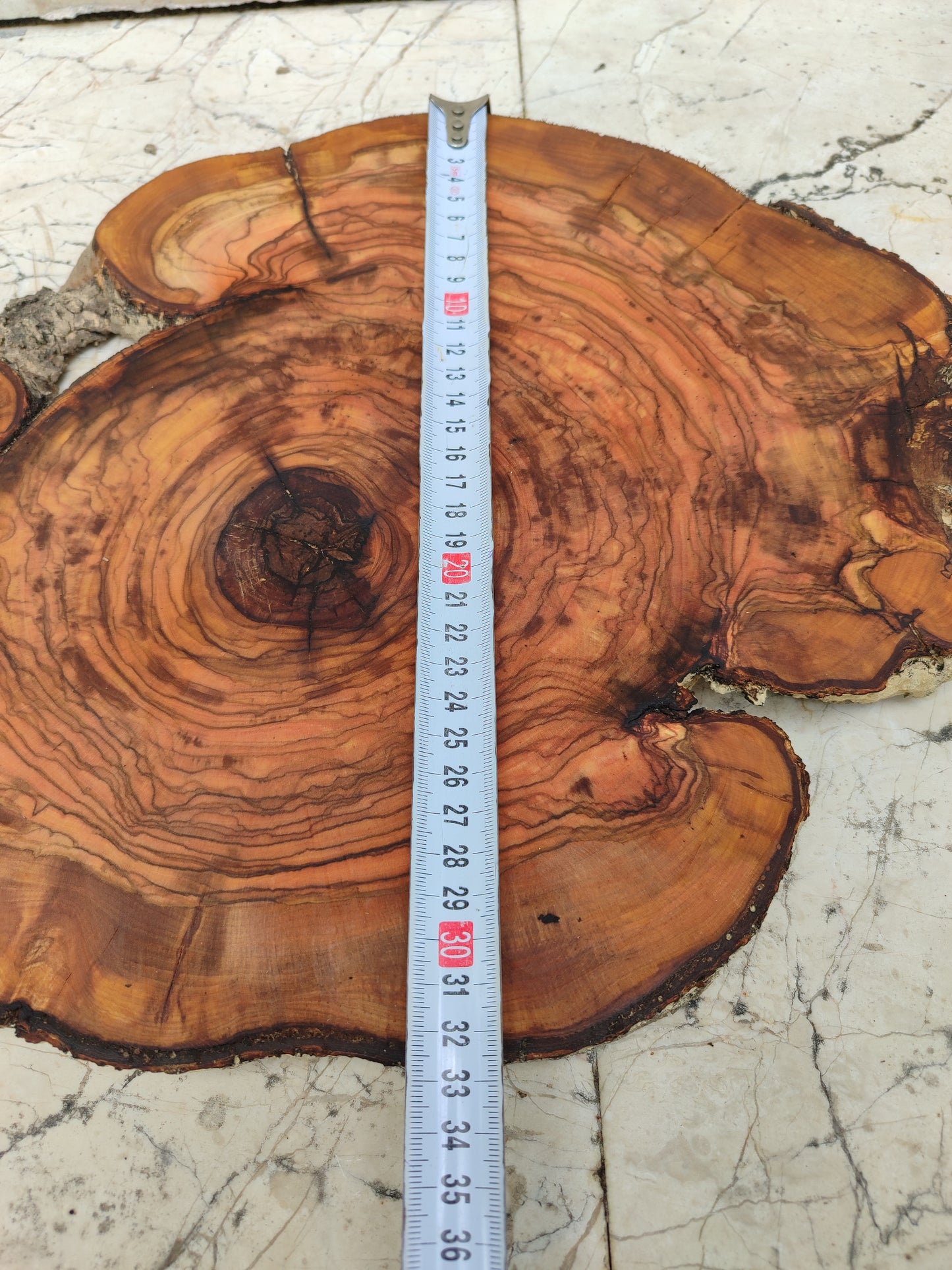 Rare Olive Wood Live Edge Slab – 32x40 cm Premium Sustainable Luxury, Unique Grain & Natural Luster