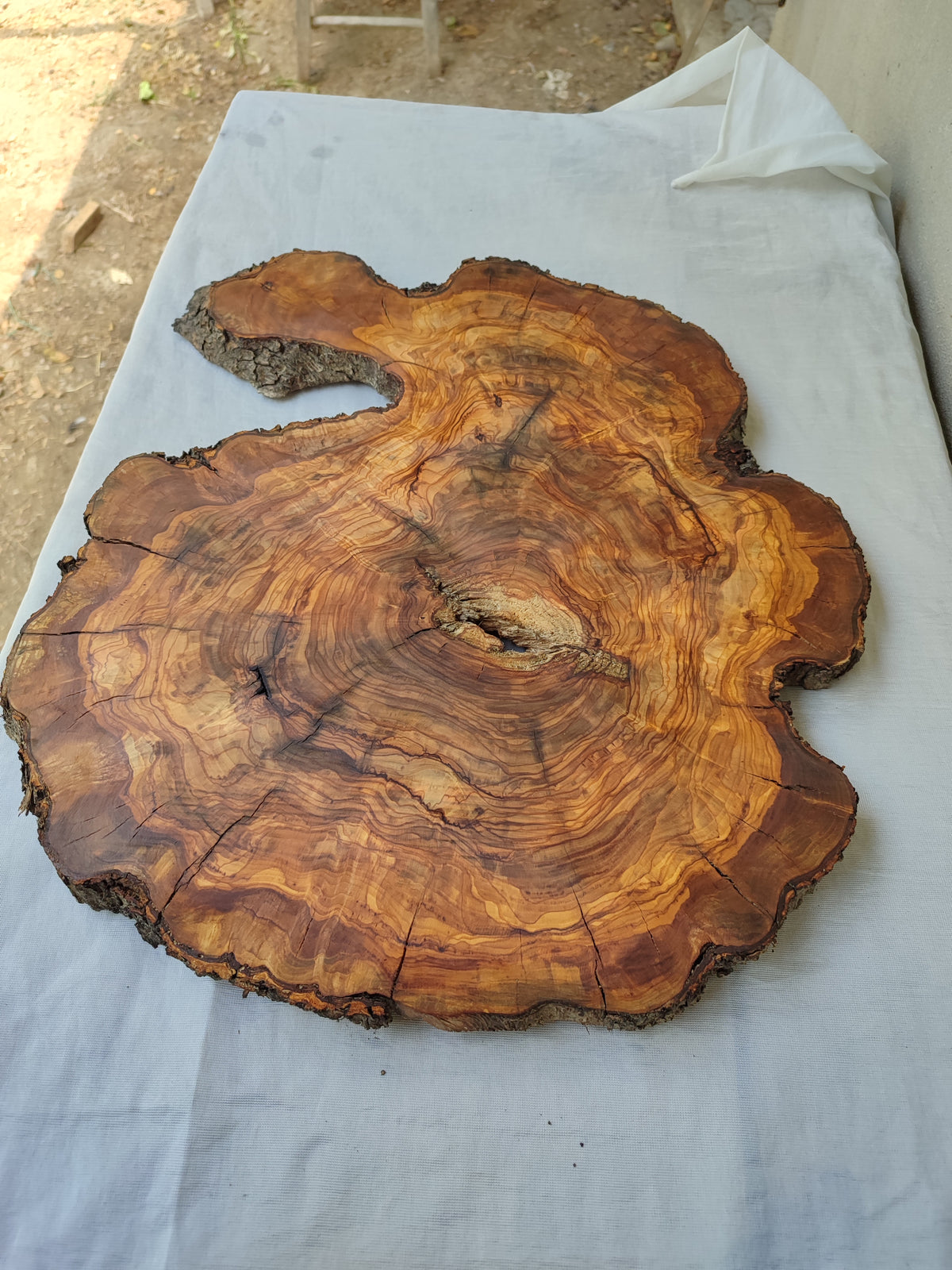 Live Edge Olive Wood Slab 38x46cm Epoxy Resin Coffee Table
