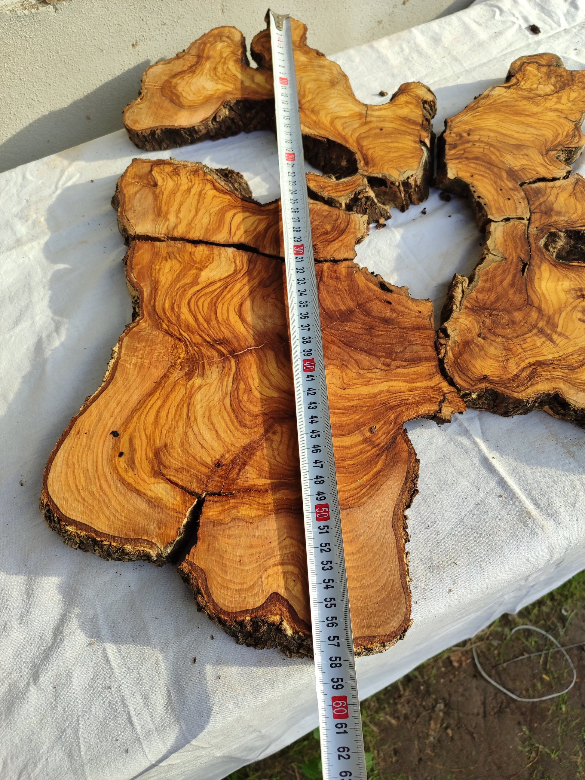 Rare Olive Wood Slab 23"x23" | Live Edge Epoxy Table Top | Premium Luthier Wood | Dry Exotic Lumber | Unique Grain DIY Art 58x59cm.