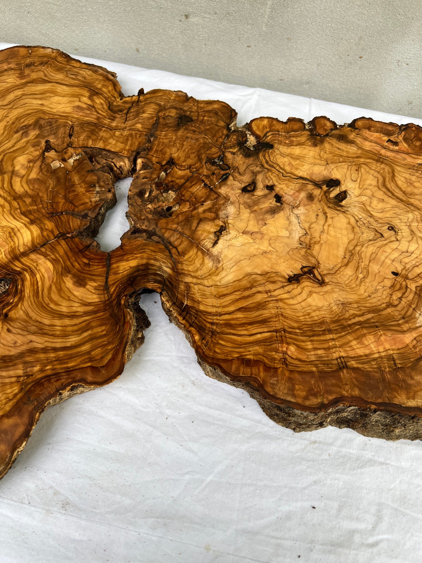 Rare Live Edge Olive Wood Slab (44x64cm) - Super Dry Epoxy Resin Lumber for Coffee Table, Clock & Guitar Body - Unique Natural Grain Art.