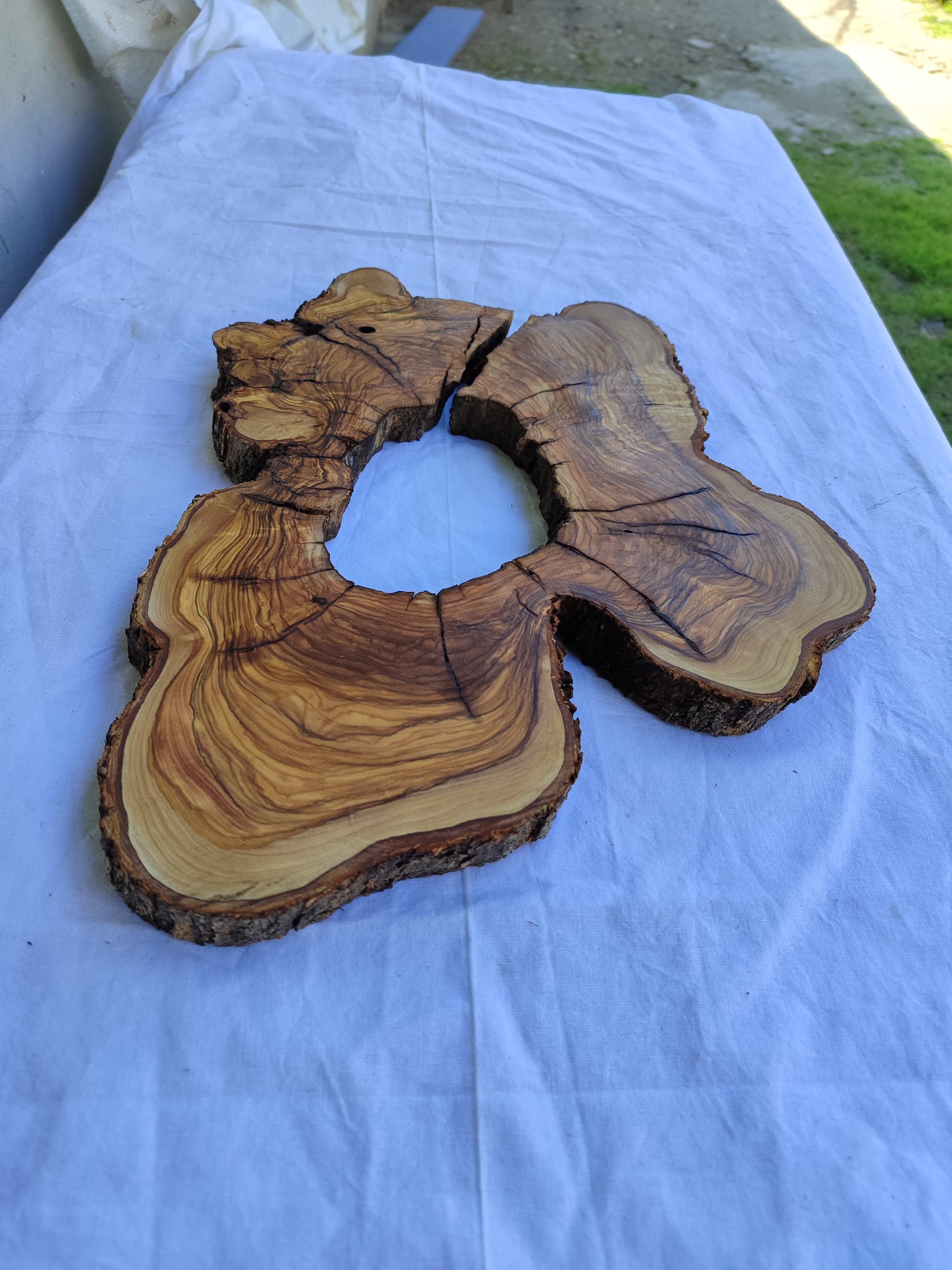 Rare Olive Wood Slab 28x39cm - Ultra Dry Live Edge Burl for Epoxy Resin & Luxury Crafts | Unique Grain Luthier Material