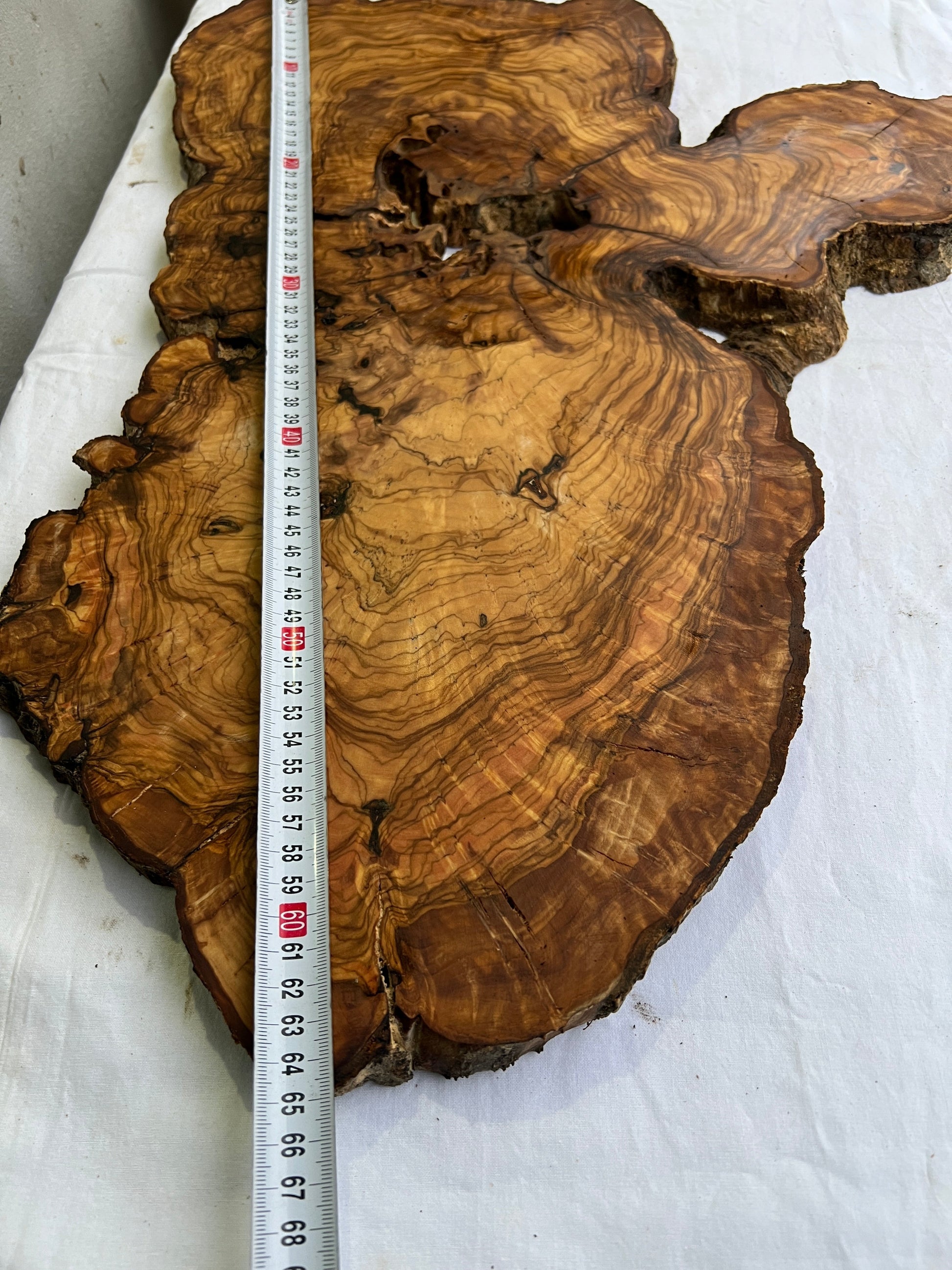 Rare Olive Wood Slab 42x65cm | Live Edge for Epoxy Resin & Wall Art | Unique Grain Sustainable Luxury | Super Dry DIY Craft Wood.