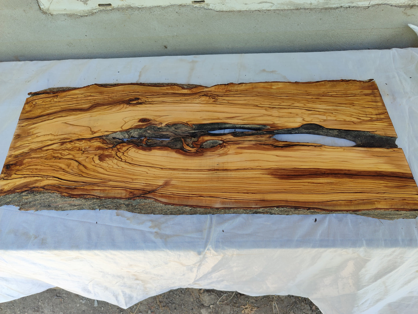 Rare Olive Wood Slab – Live Edge, Unique Grain, Sustainable Luxury, 30x80x2.7 cm, Epoxy Friendly, Natural Luster