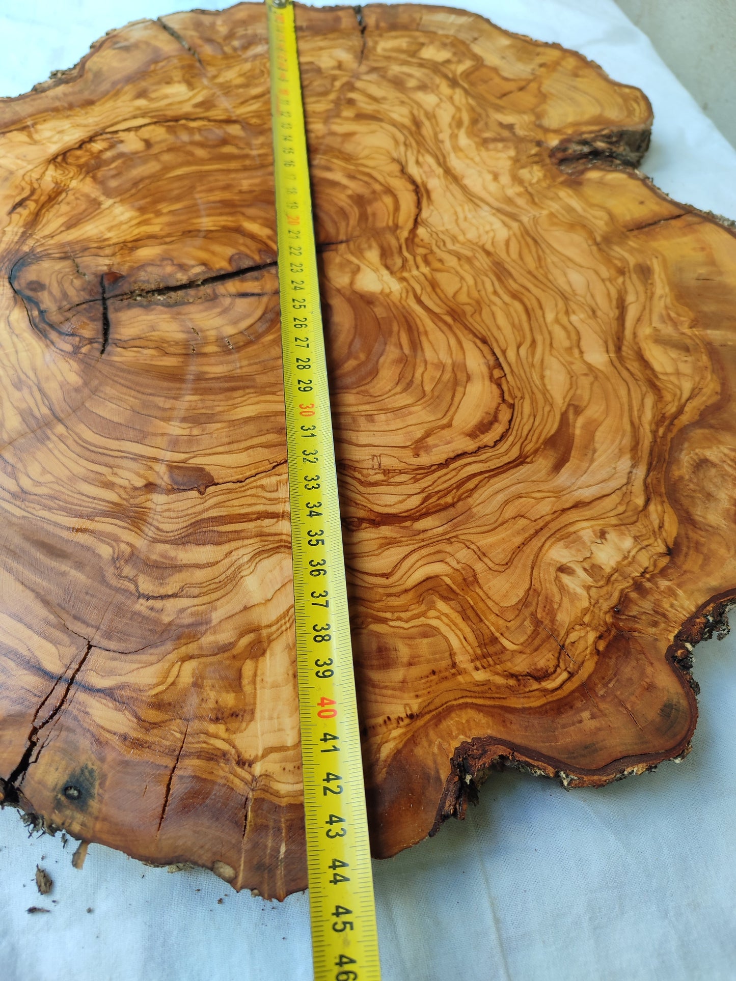 Rare Olive Wood Live Edge Slab – 40x44x3 cm Unique Grain Sustainable Luxury for Epoxy Table Clock & Crafts - Olive