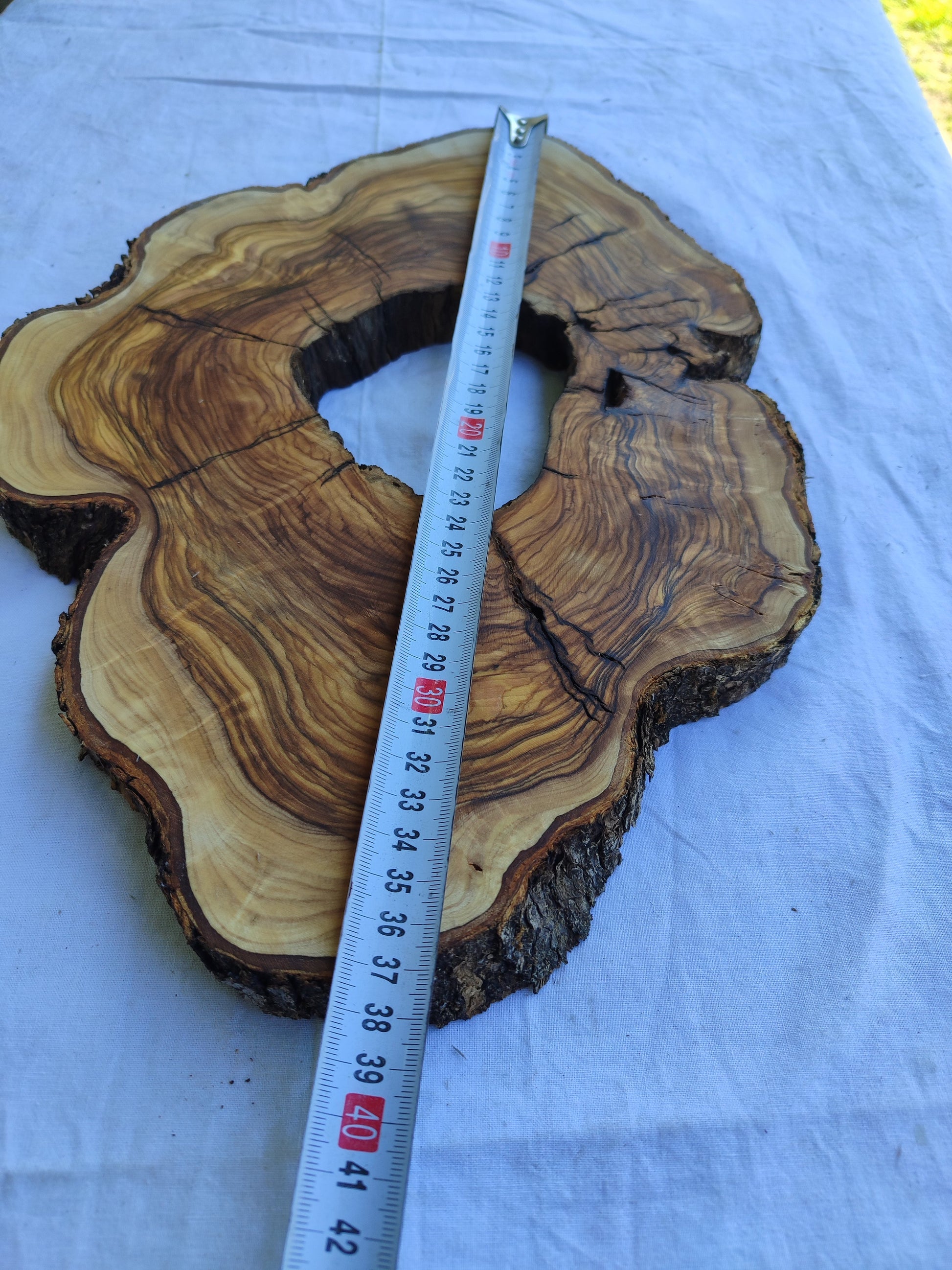 Rare Olive Wood Live Edge Slab 27x37cm | Super Dry 3% Moisture | Exotic Lumber for Epoxy Resin Luthier & Luxury Crafts