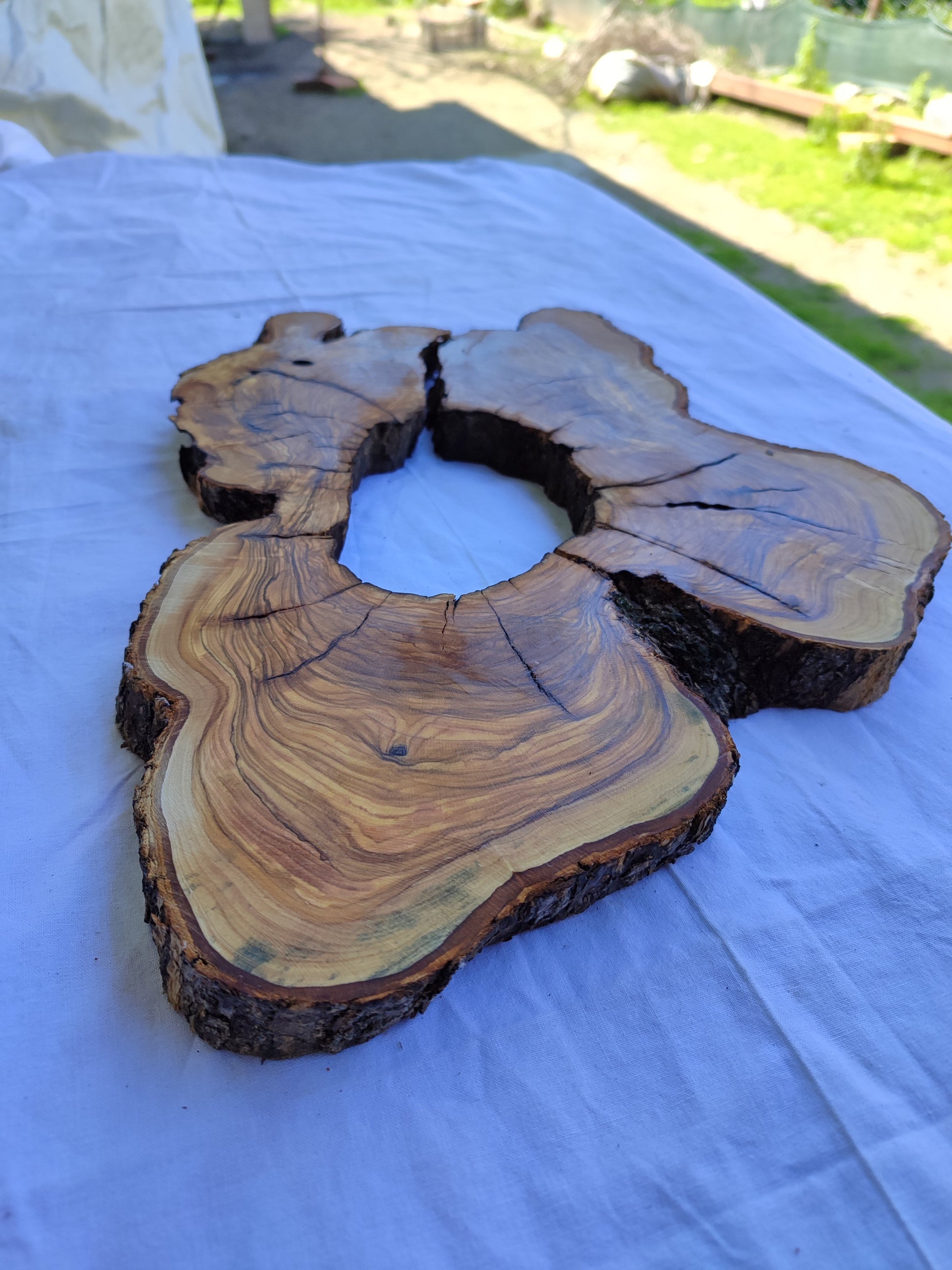 Rare Live Edge Olive Wood Slab 29x40cm | Unique Grain for Epoxy Guitar & Luxury Crafts | Ultra-Dry 3% Moisture Lumber