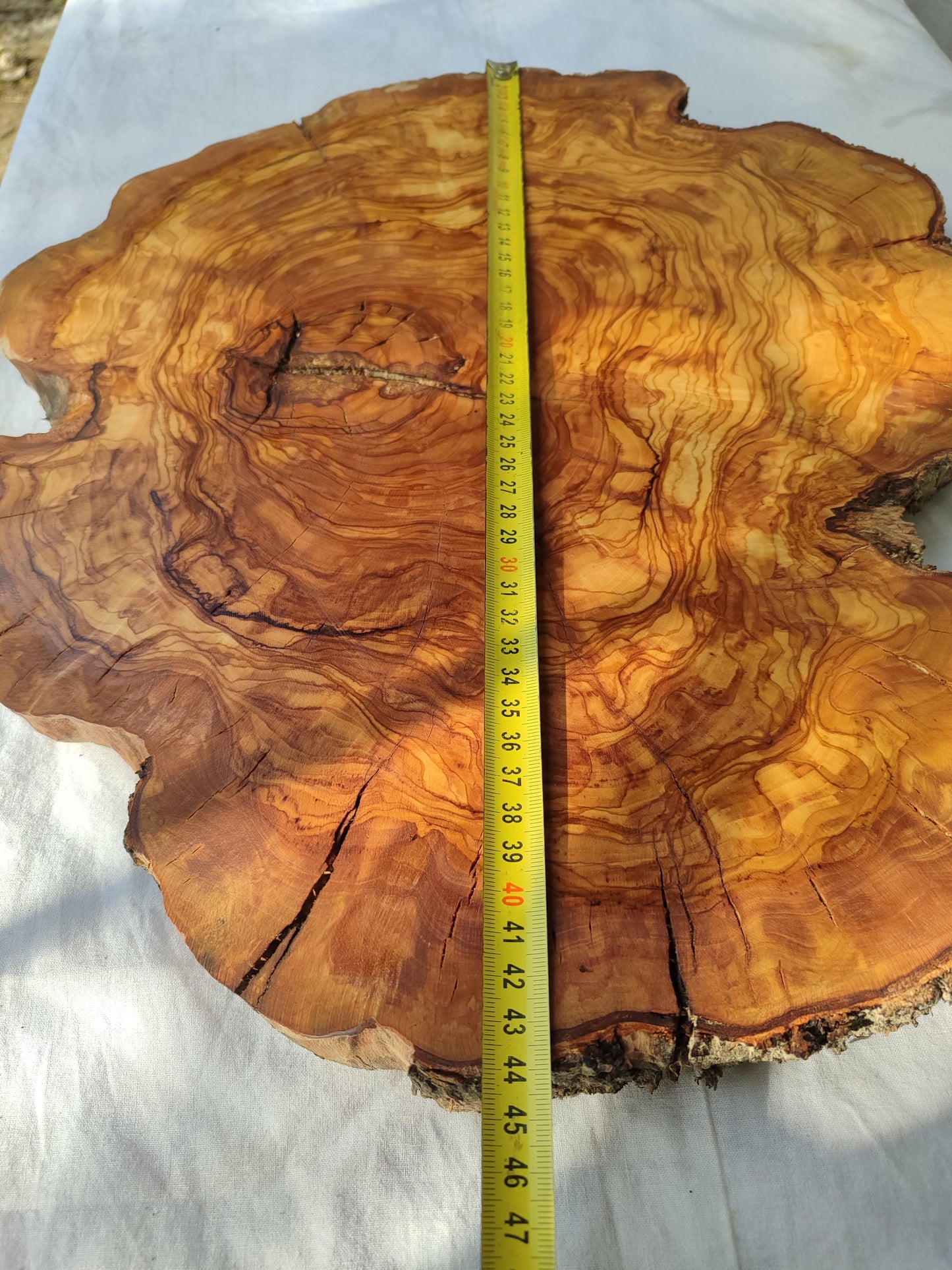 Rare Olive Wood Live Edge Slab – 39x44x3 cm Unique Grain Sustainable Luxury for Epoxy & Luxury Crafts - Olive Generic