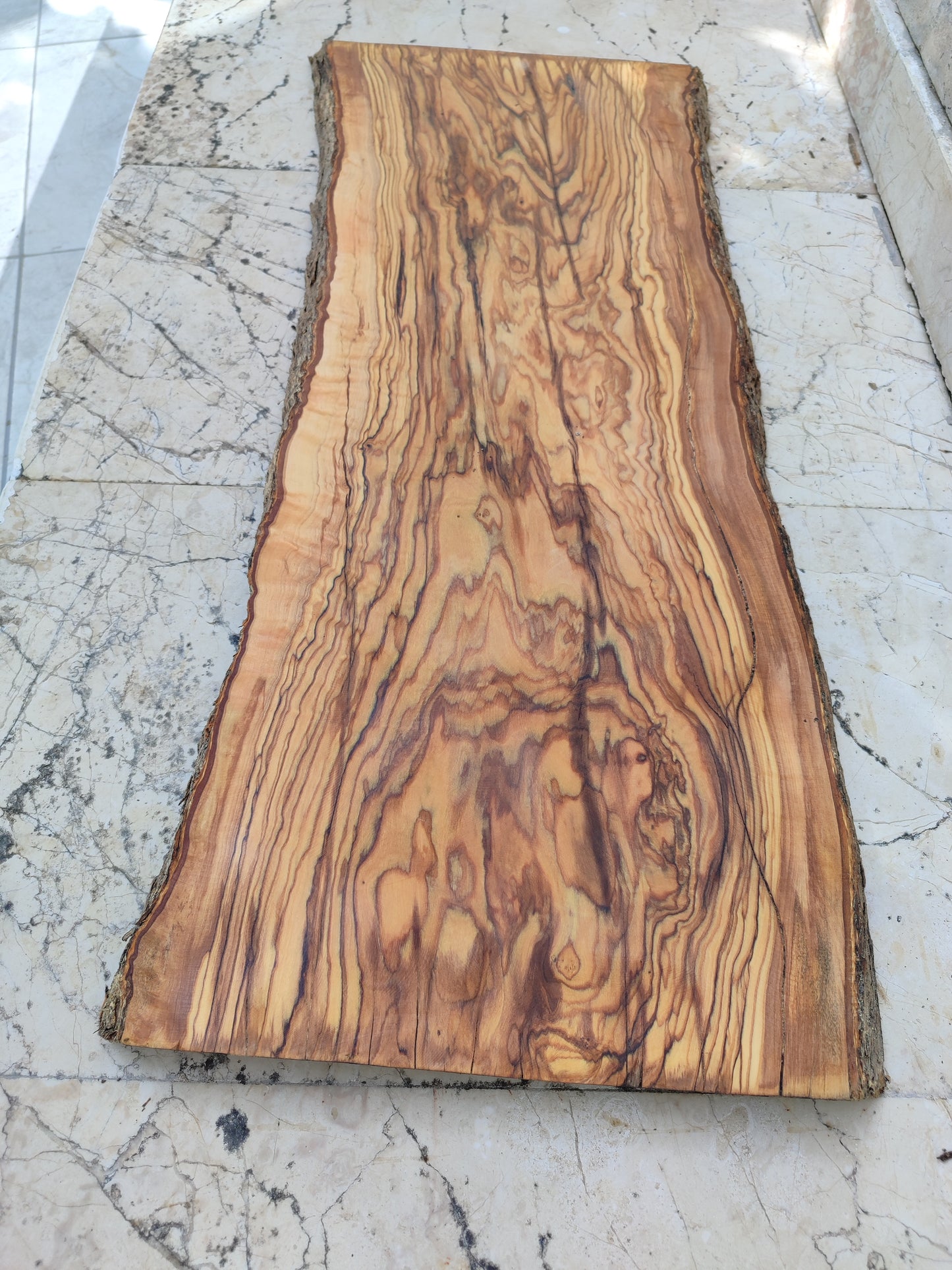 Rare Olive Wood Live Edge Slab – 33x78cm Premium Sustainable Luxury for Epoxy, Table & Craft