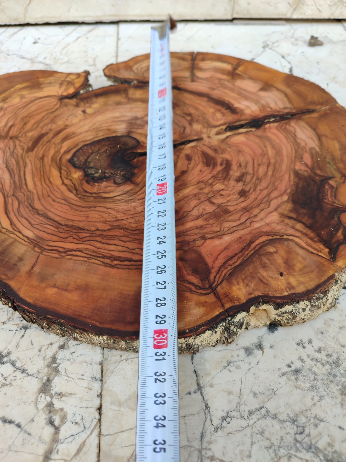 Rare Olive Wood Live Edge Slab - Unique Grain - Sustainable Luxury for Epoxy & Luxury Crafts (30x38 cm)