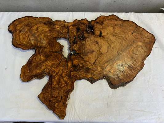 Rare Olive Wood Slab 43x66cm | Live Edge for Epoxy Resin & Coffee Table | Premium Dry Luthier Wood | Unique Grain Sustainable Luxury Art.