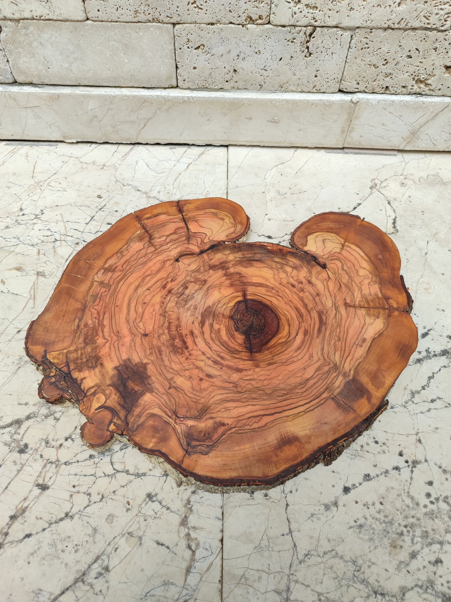 Rare Olive Wood Live Edge Slab – 31x40cm Premium Sustainable Luxury, Unique Grain, Natural Luster, Epoxy Friendly