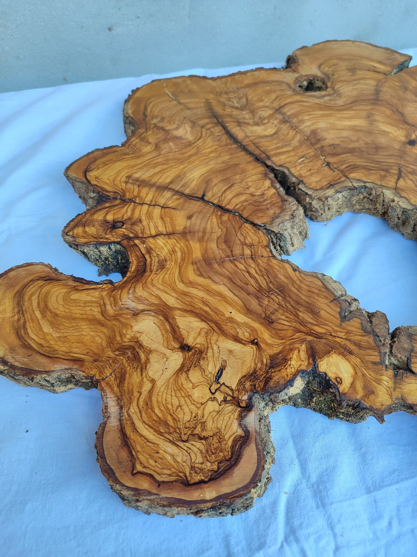 Rare Ancient Olive Wood Slab 43x53cm Live Edge Lumber for Epoxy Resin.