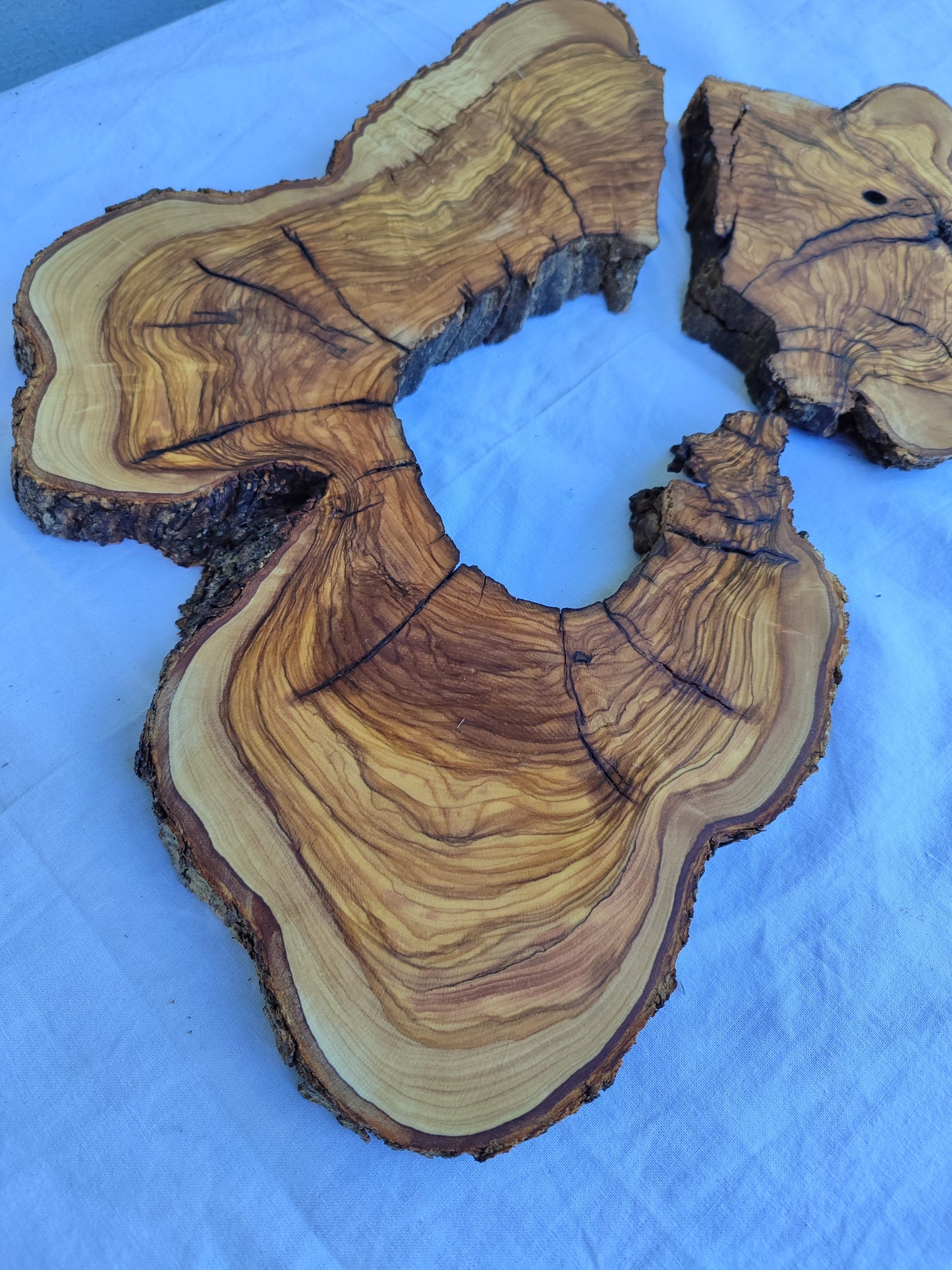 Rare Olive Wood Live Edge Slab 28x40cm - Ultra Dry Figured Lumber for Epoxy Resin Clock Guitar & Luxury Crafts