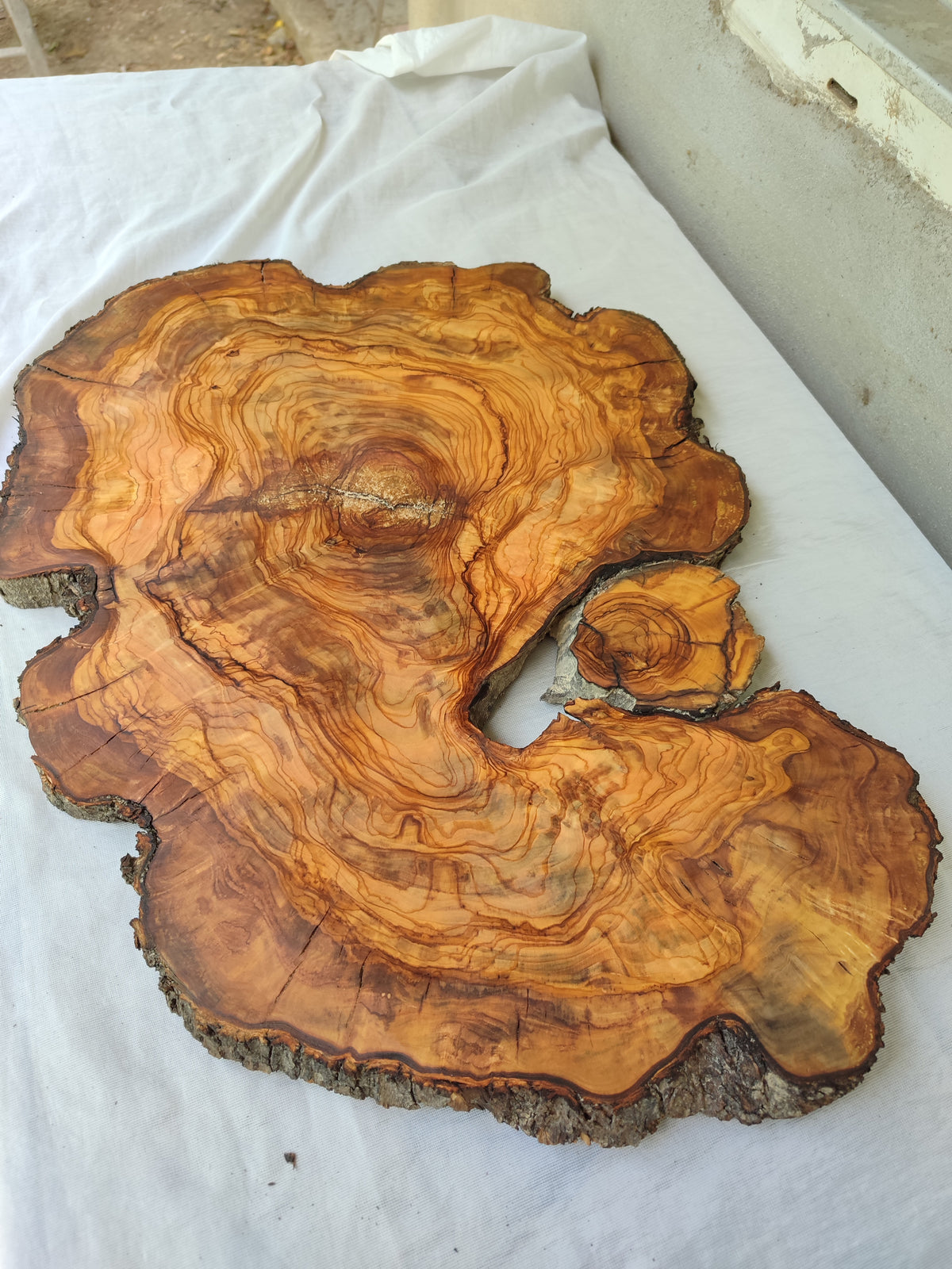 Epoxy Resin Olive Wood Slab Live Edge 37x50cm Coffee Table