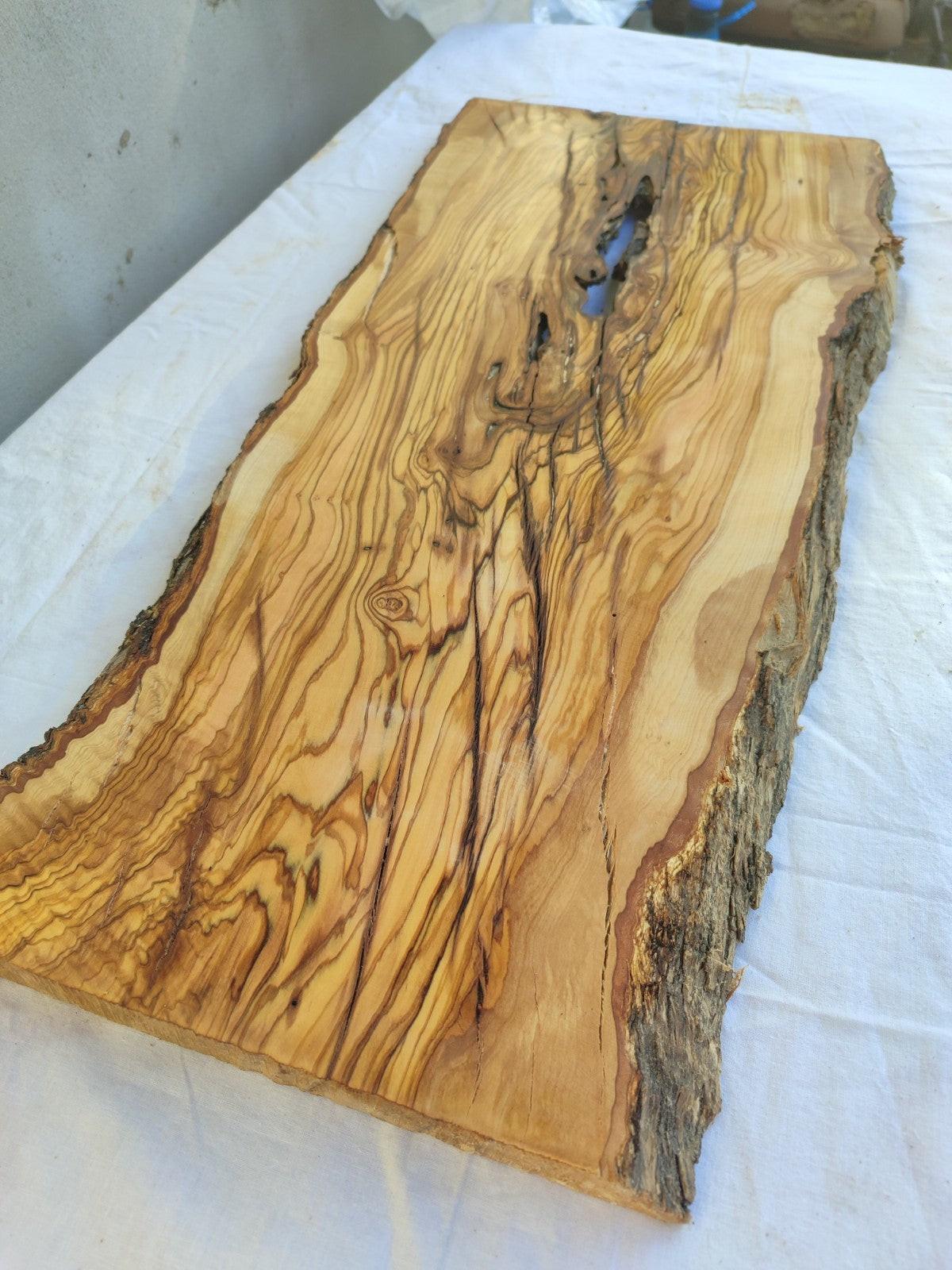 Large Olive Wood Slab | Live Edge Wood Plank for Table, Desk & Furniture.