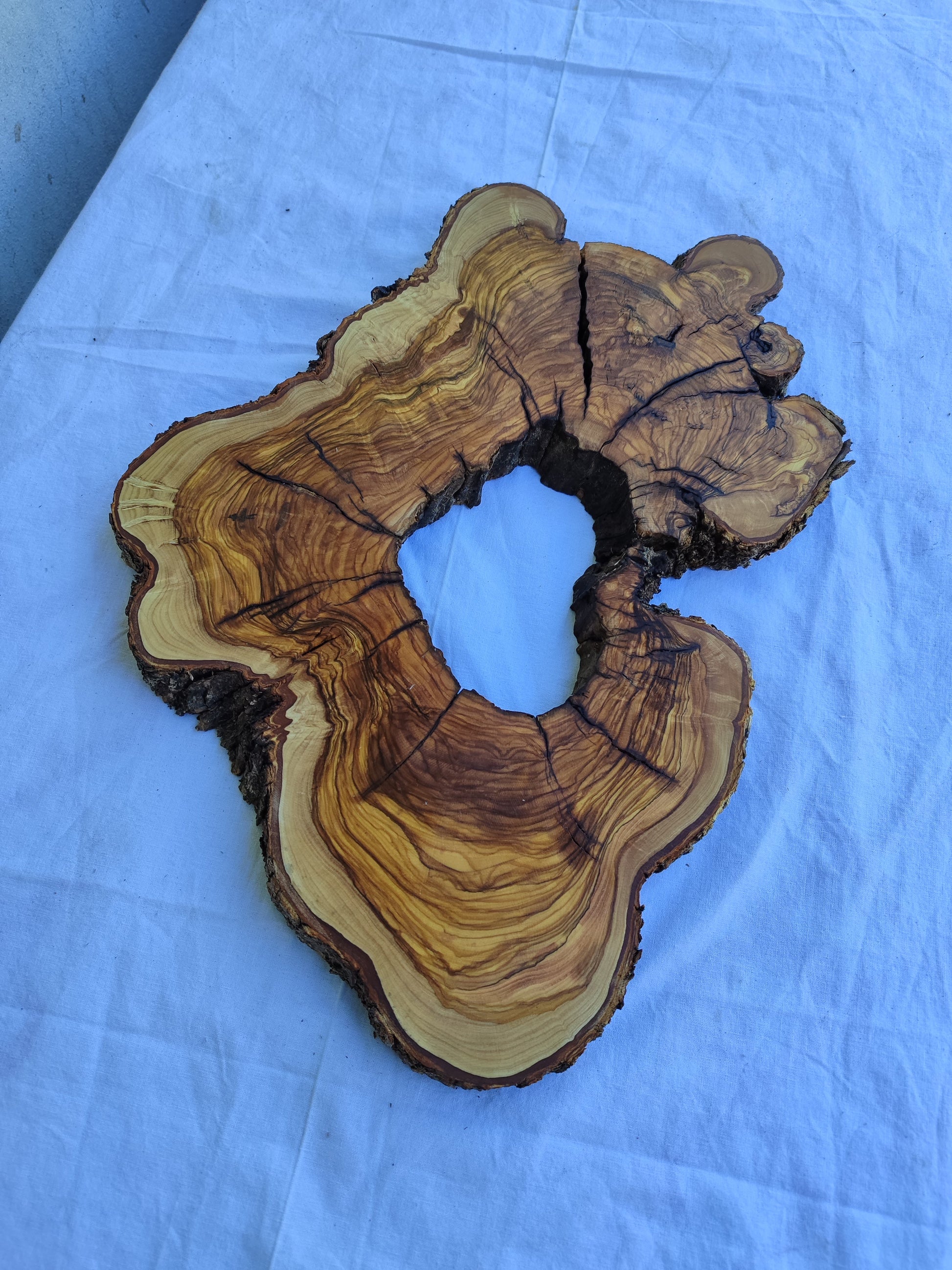 Rare Olive Wood Live Edge Slab 28x40cm | Exotic Epoxy Resin & Luthier Wood | Super Dry 3% Moisture | Sustainable Luxury