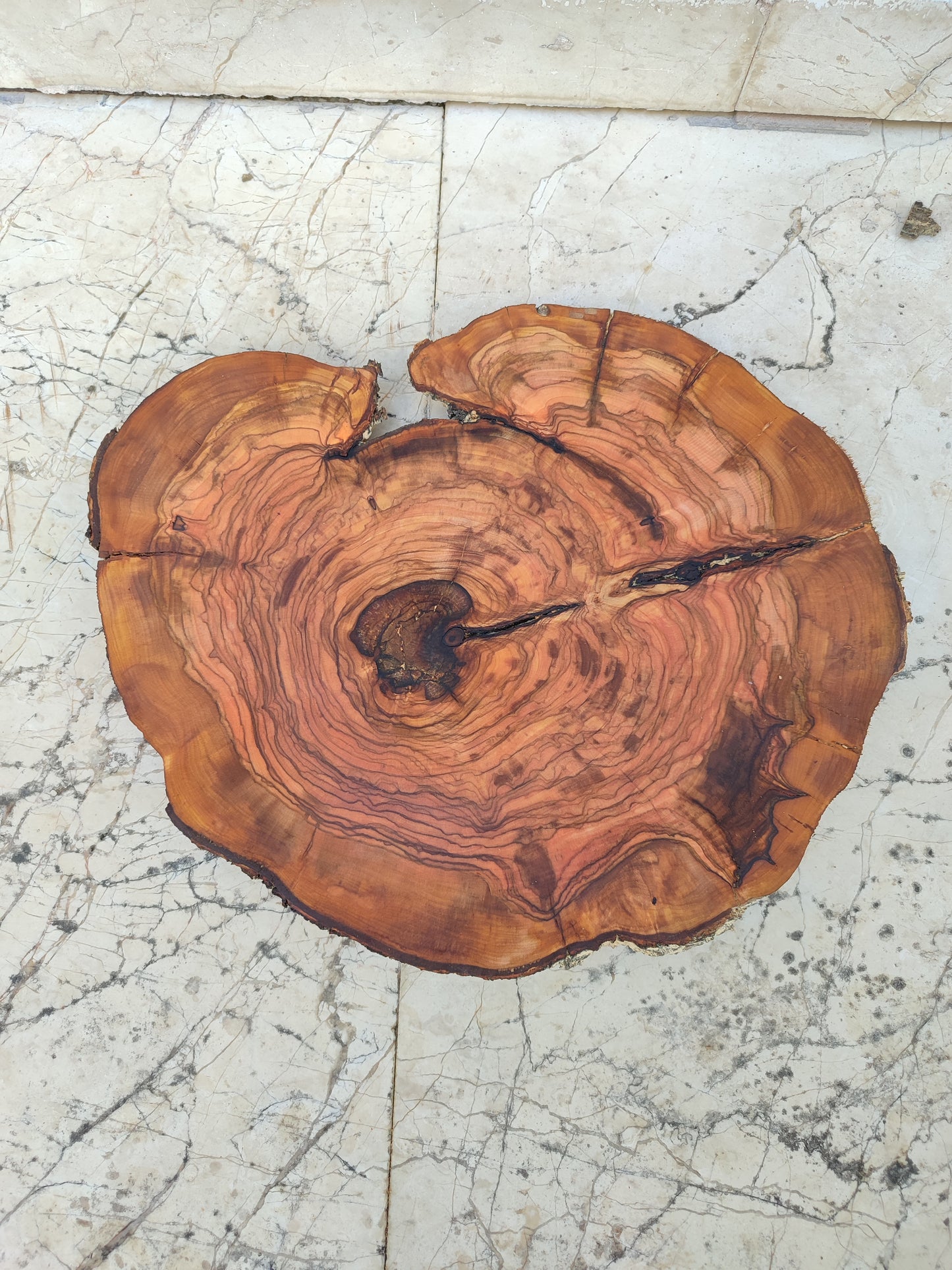 Rare Olive Wood Live Edge Slab - Unique Grain - Sustainable Luxury for Epoxy & Luxury Crafts (30x38 cm)