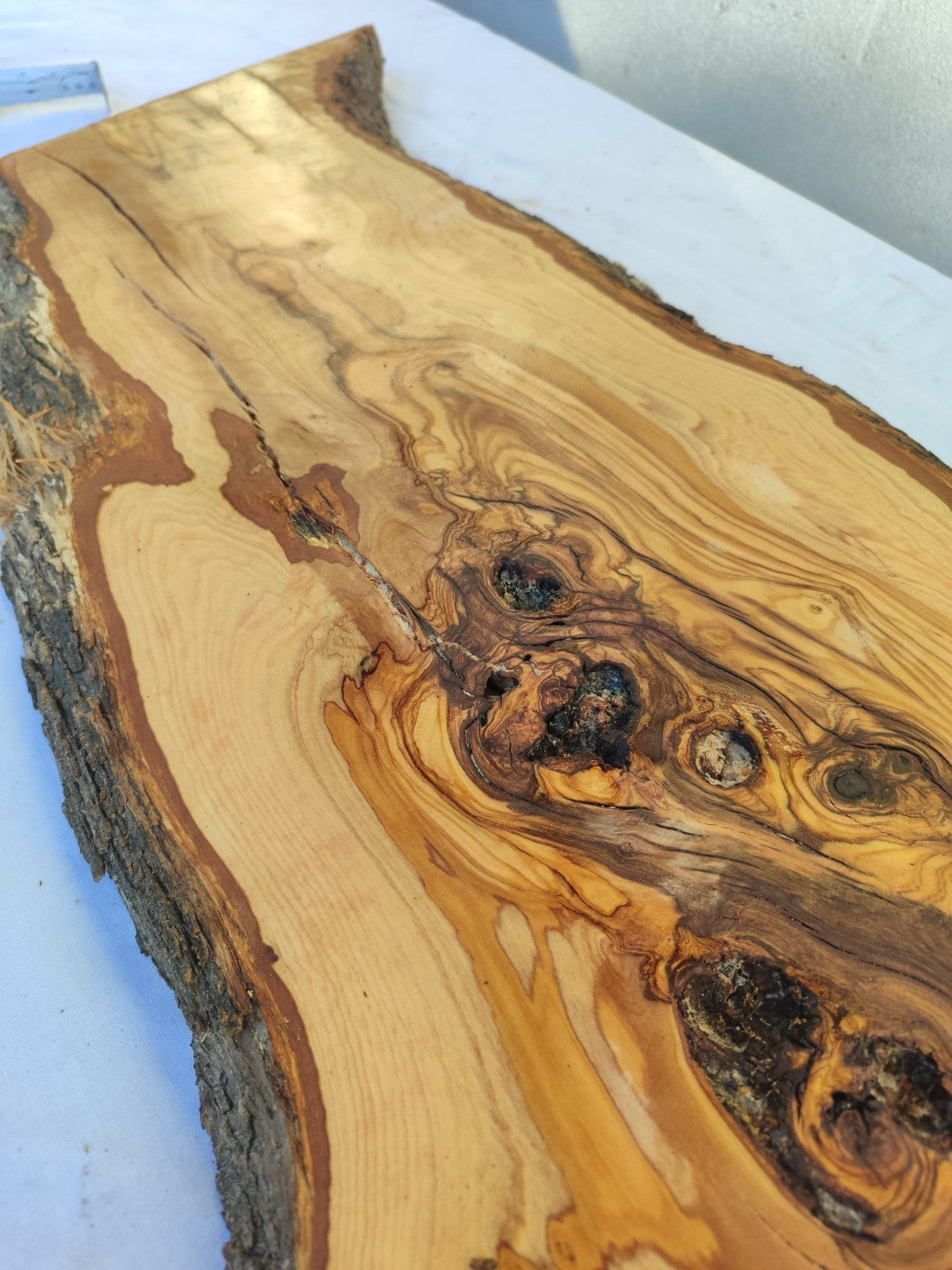 Extra Long Olive Wood Slab | Live Edge Wood Plank for Epoxy Table & Furniture.