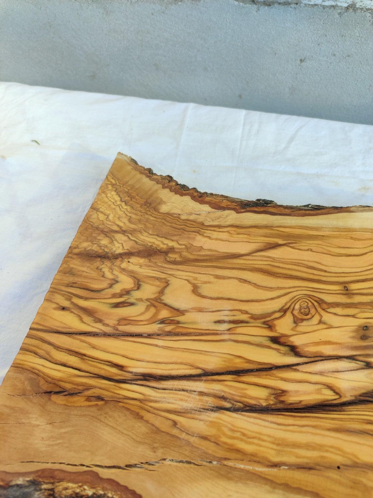 Large Olive Wood Slab | Live Edge Wood Plank for Table, Desk & Furniture.