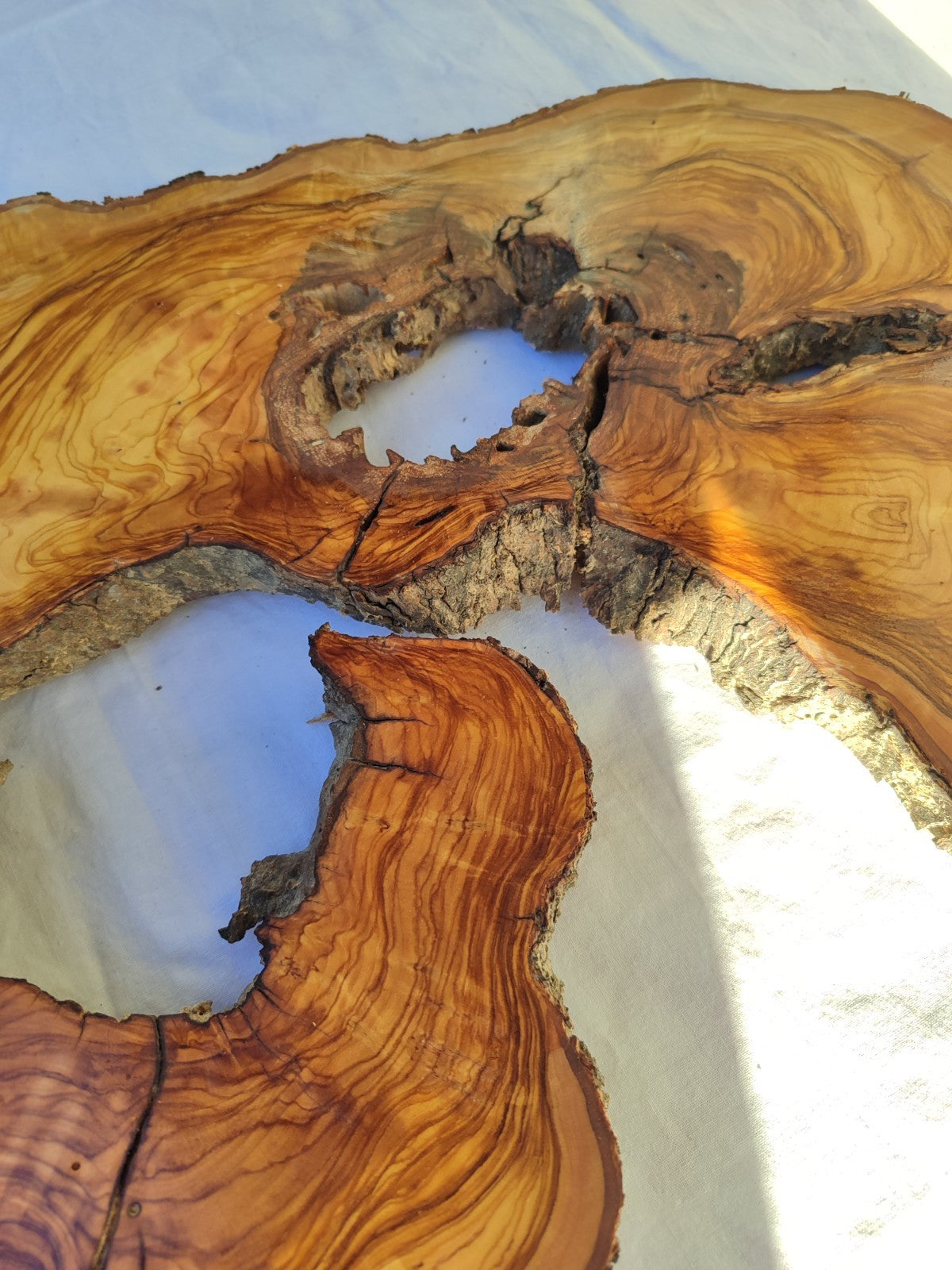 Large Olive Wood Slab 200+ Years | Live Edge Wood Slice 50x34cm for Epoxy.