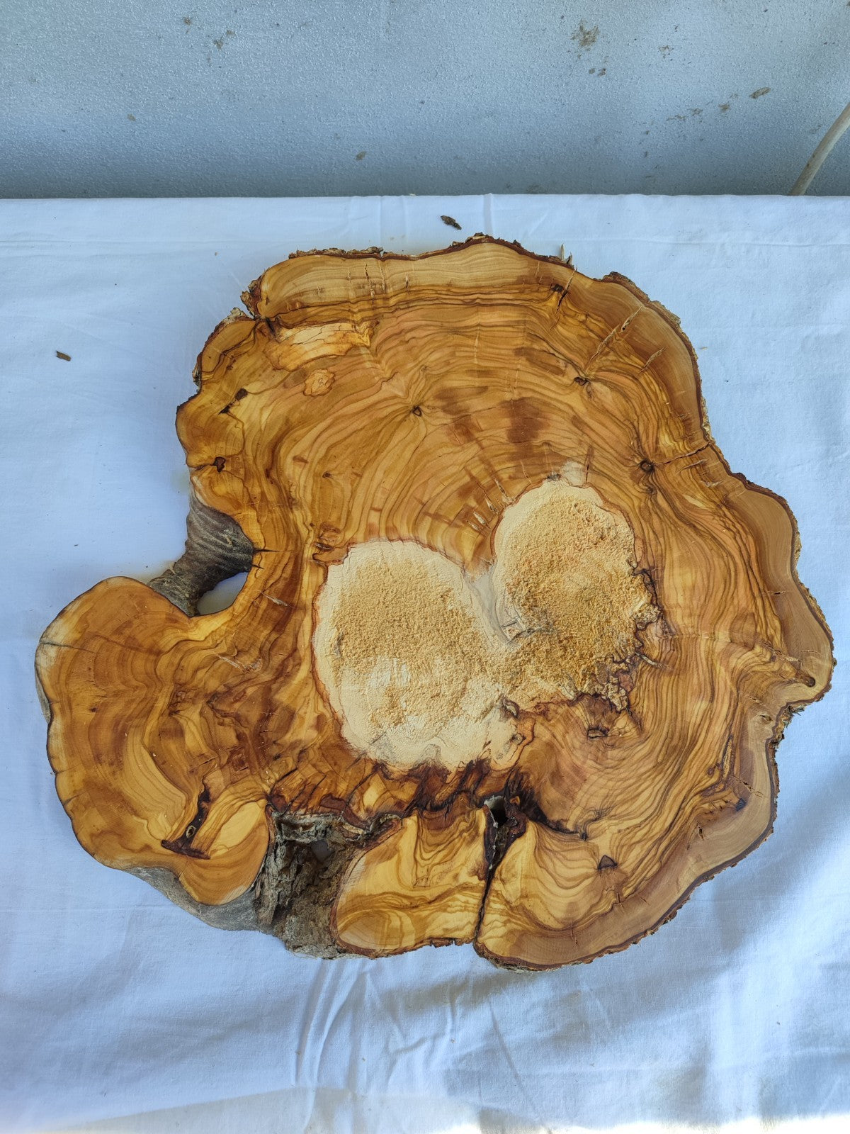 Olive Wood Slab with Natural Center | 200+ Year Old Live Edge Wood.