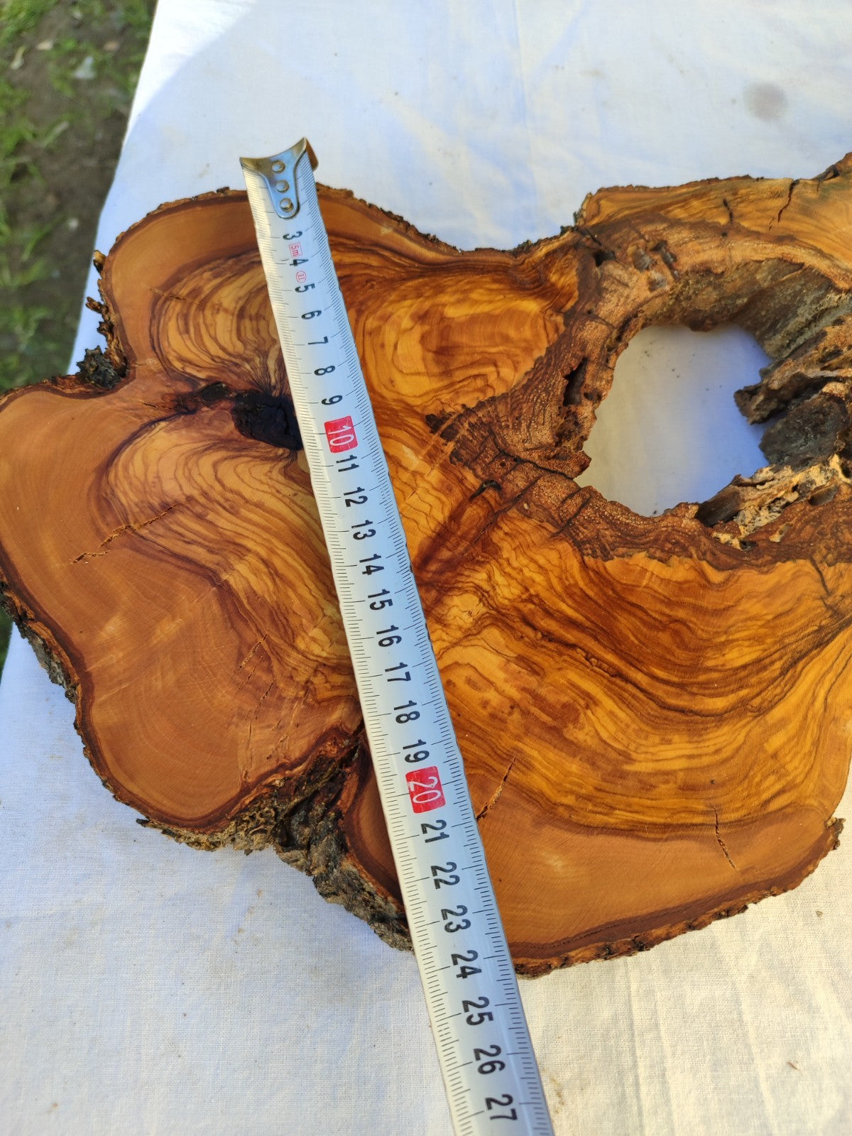 Large Olive Wood Slab 200+ Years | Live Edge Wood Slice 50x34cm for Epoxy.