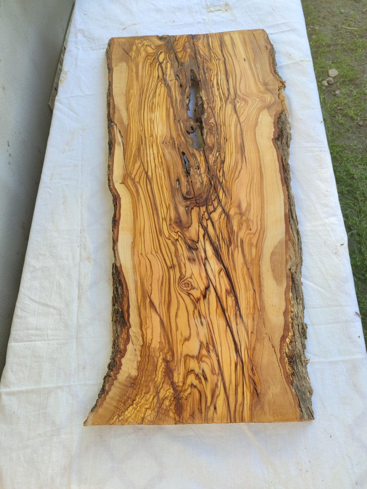 Large Olive Wood Slab | Live Edge Wood Plank for Table, Desk & Furniture.