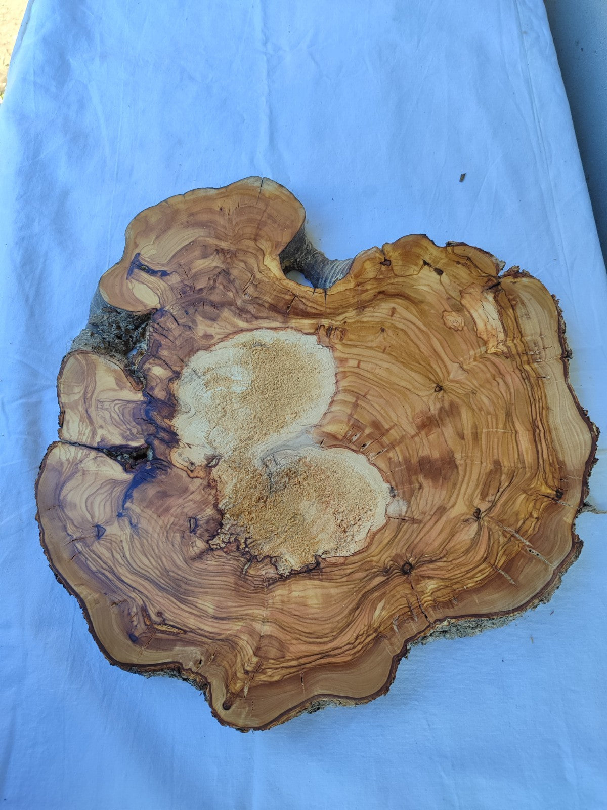 Olive Wood Slab with Natural Center | 200+ Year Old Live Edge Wood.